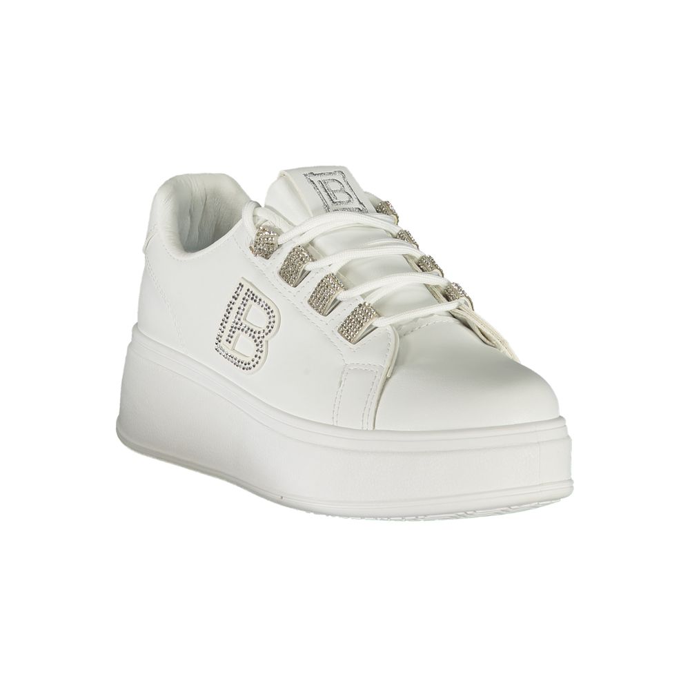 White Polyester Women Sneaker