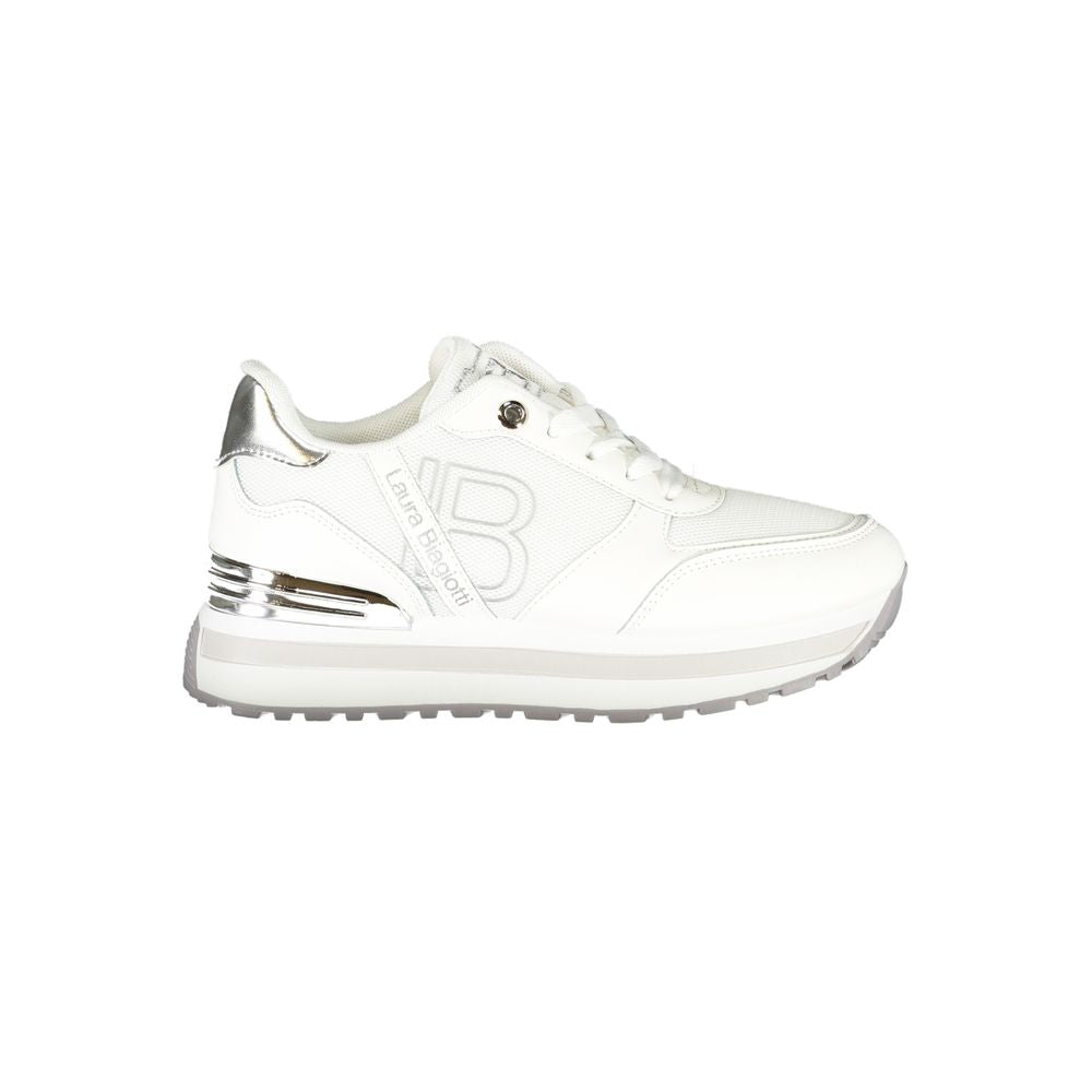 White Polyester Women Sneaker