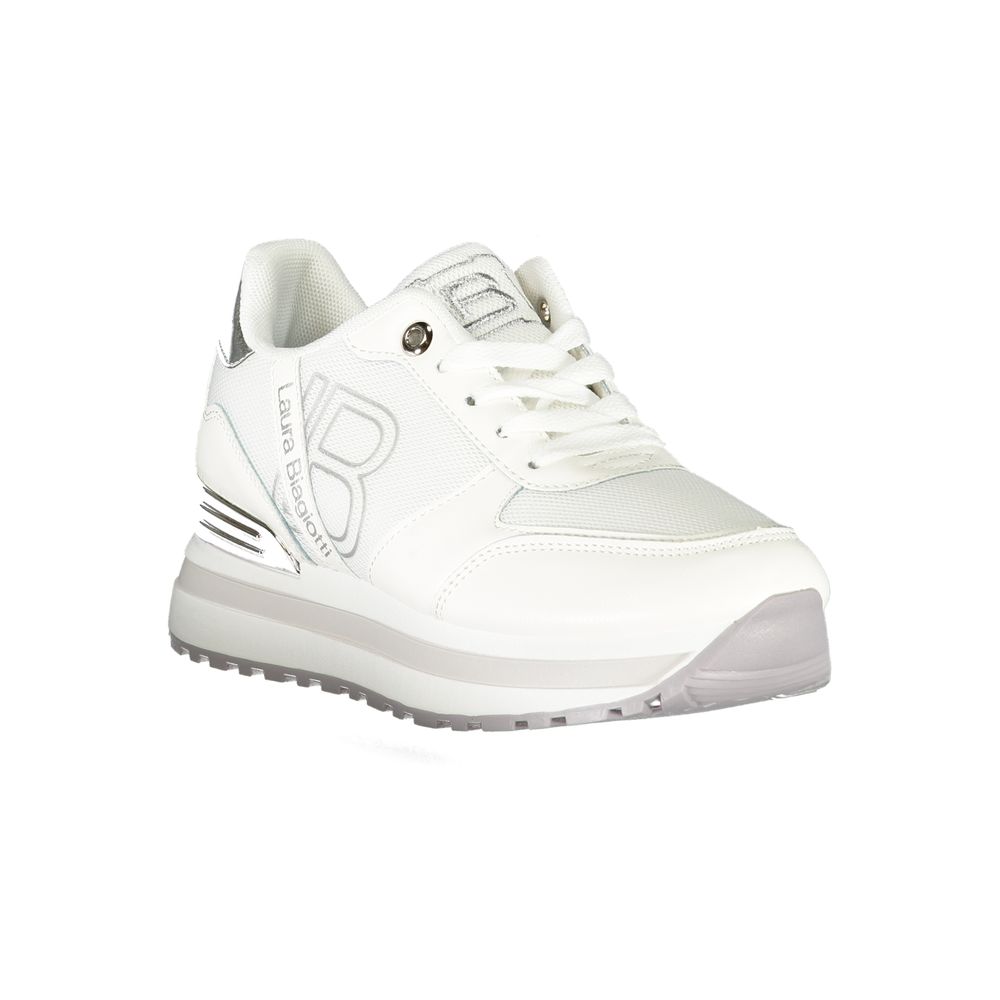 White Polyester Women Sneaker