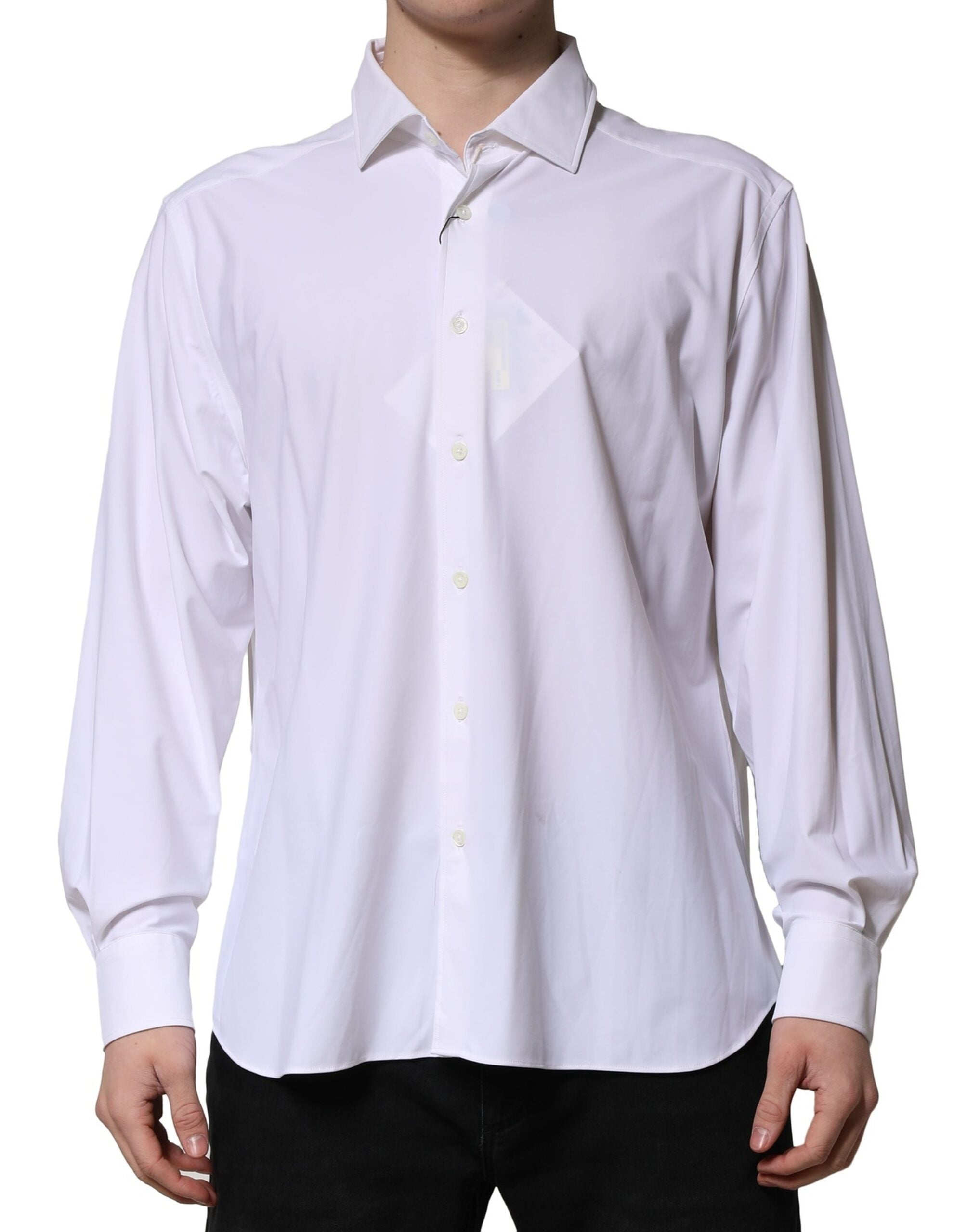 White Long Sleeves Collared Dress Formal Shirt