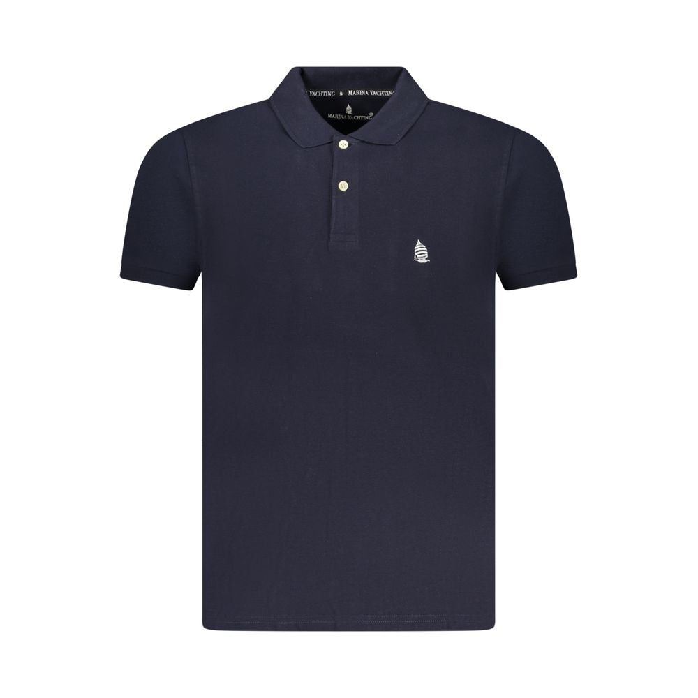 Blue Cotton Men Polo Shirt