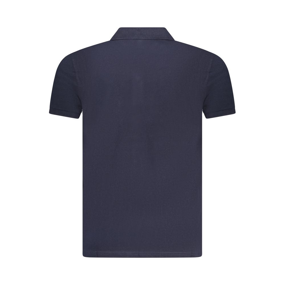 Blue Cotton Men Polo Shirt