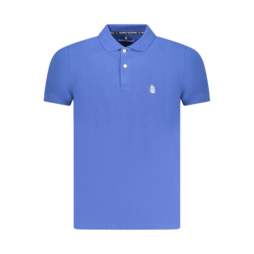 Blue Cotton Men Polo Shirt