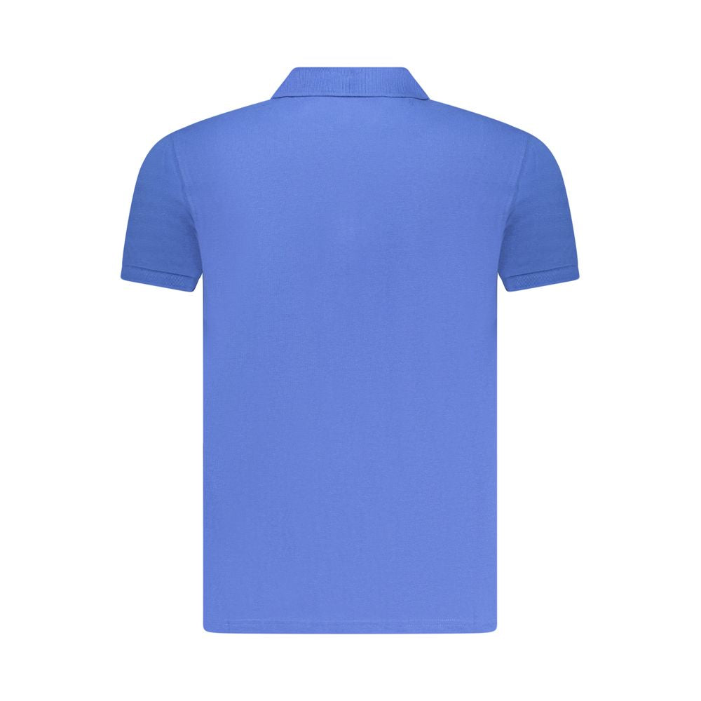 Blue Cotton Men Polo Shirt