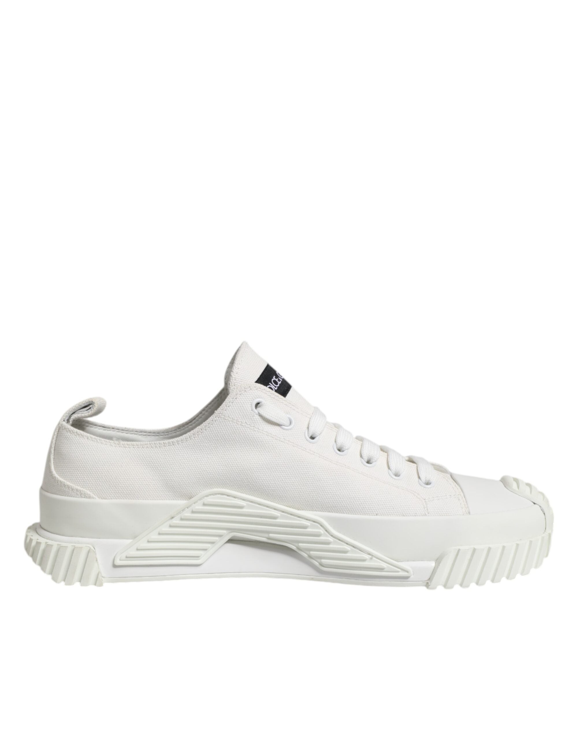 White Logo Print Lace Up Low Top Sneakers Shoes