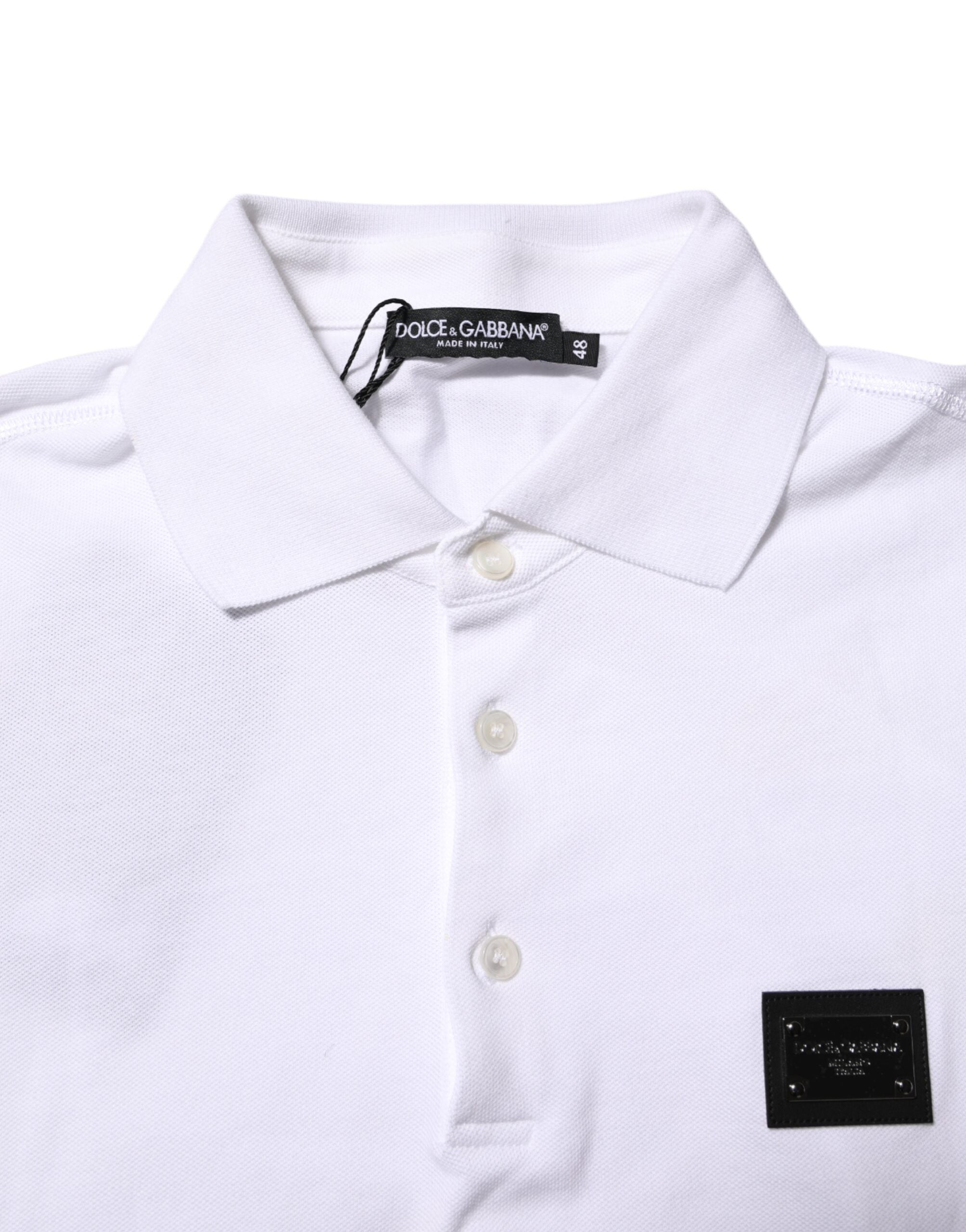 White Logo Short Sleeve Collared Polo T-shirt
