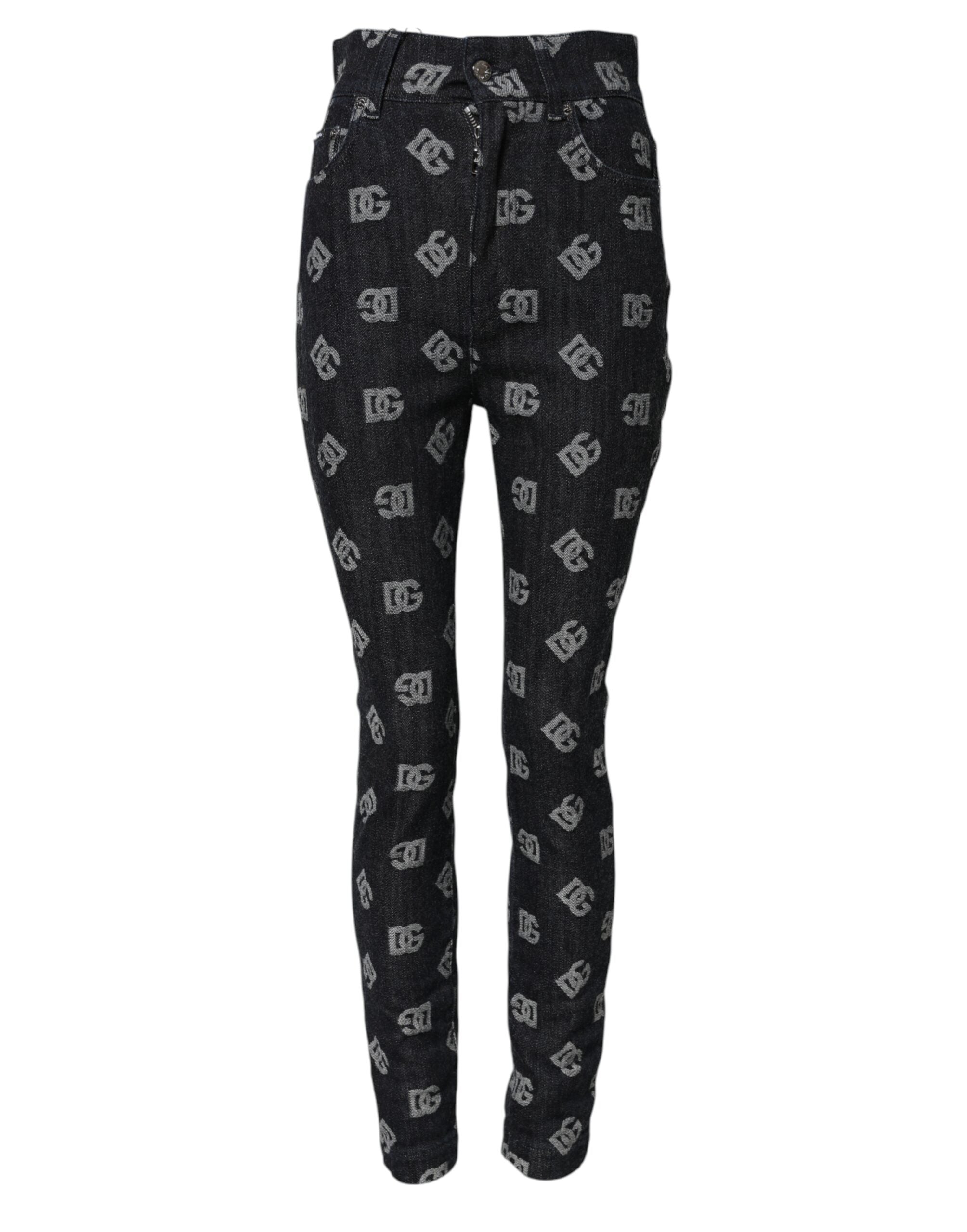 Black DG Logo High Waist Skinny Denim Jeans
