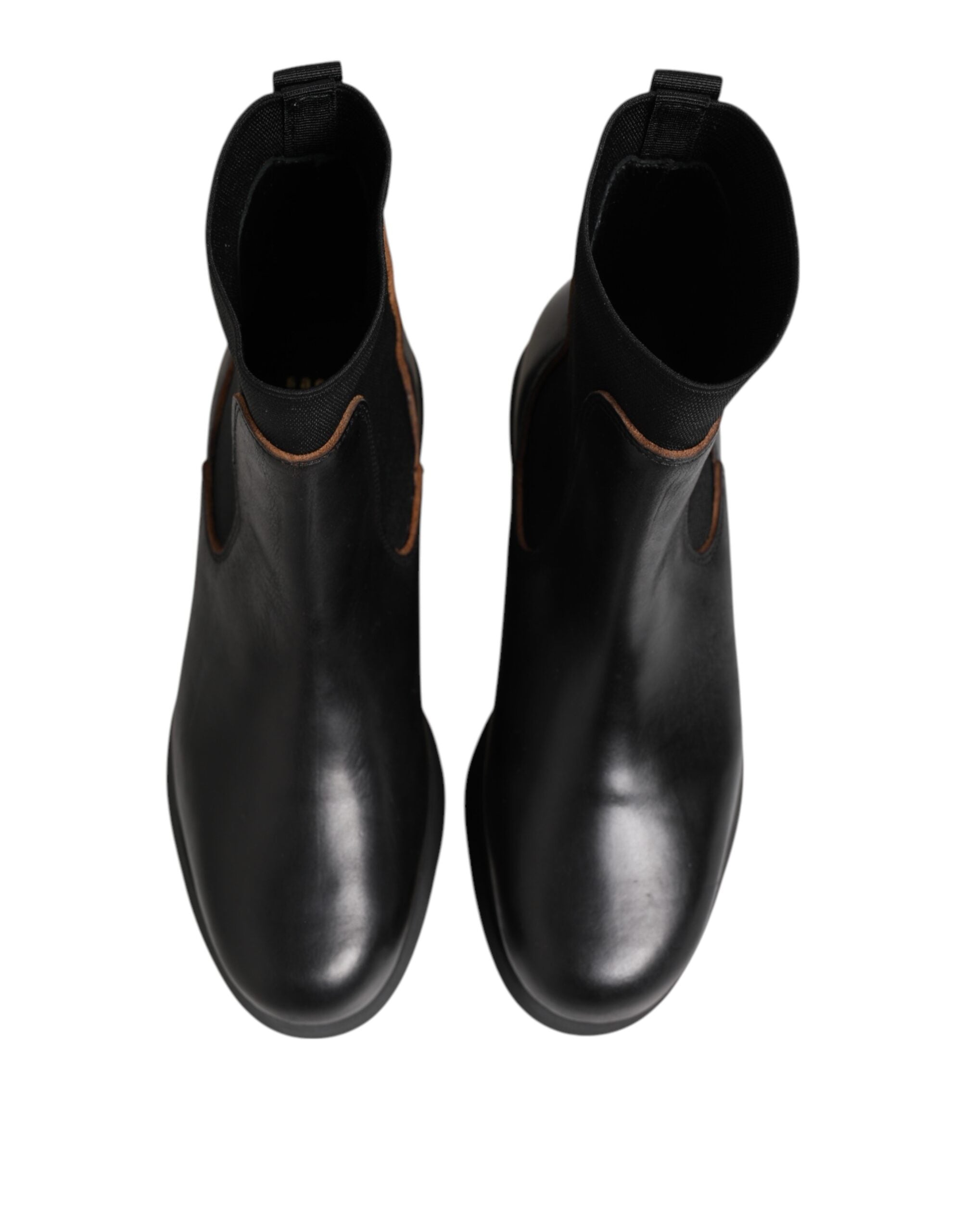 Black Chelsea Leather Pull On Women Ankle Boots Shoes