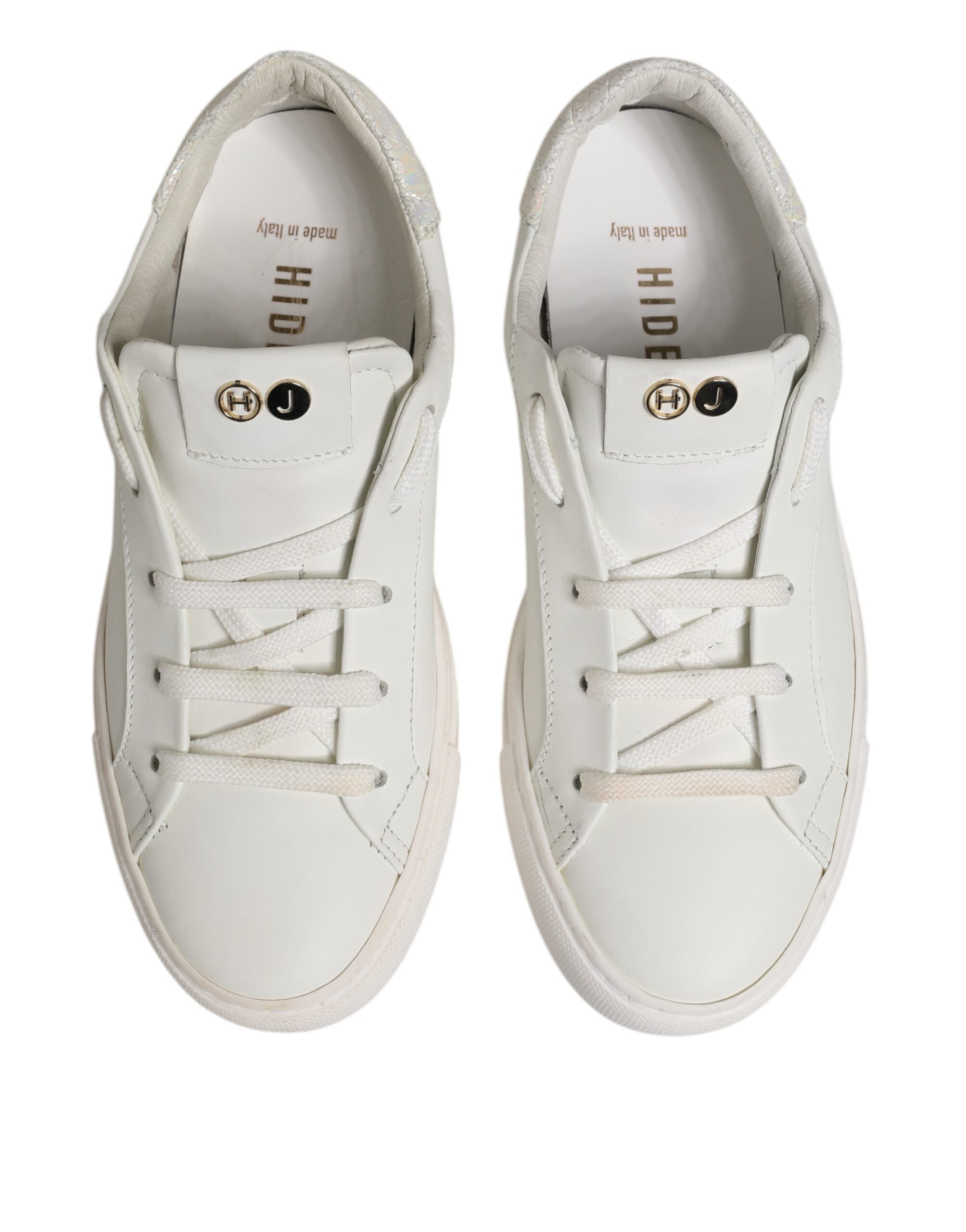 White Leather Low Top Lace Up Sneakers Shoes
