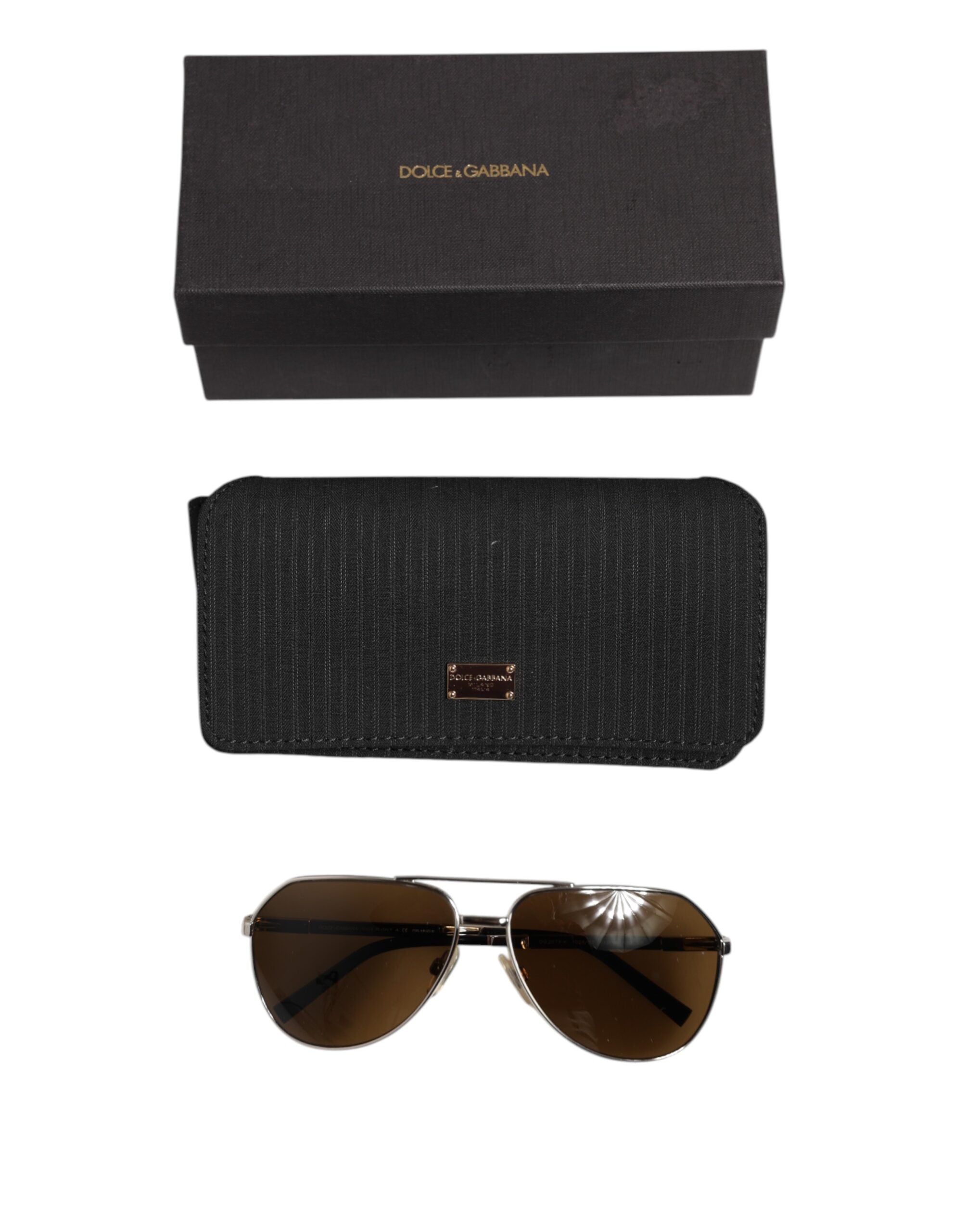 DG2073 Silver Steel Classic Pilot Brown Lens Sunglasses