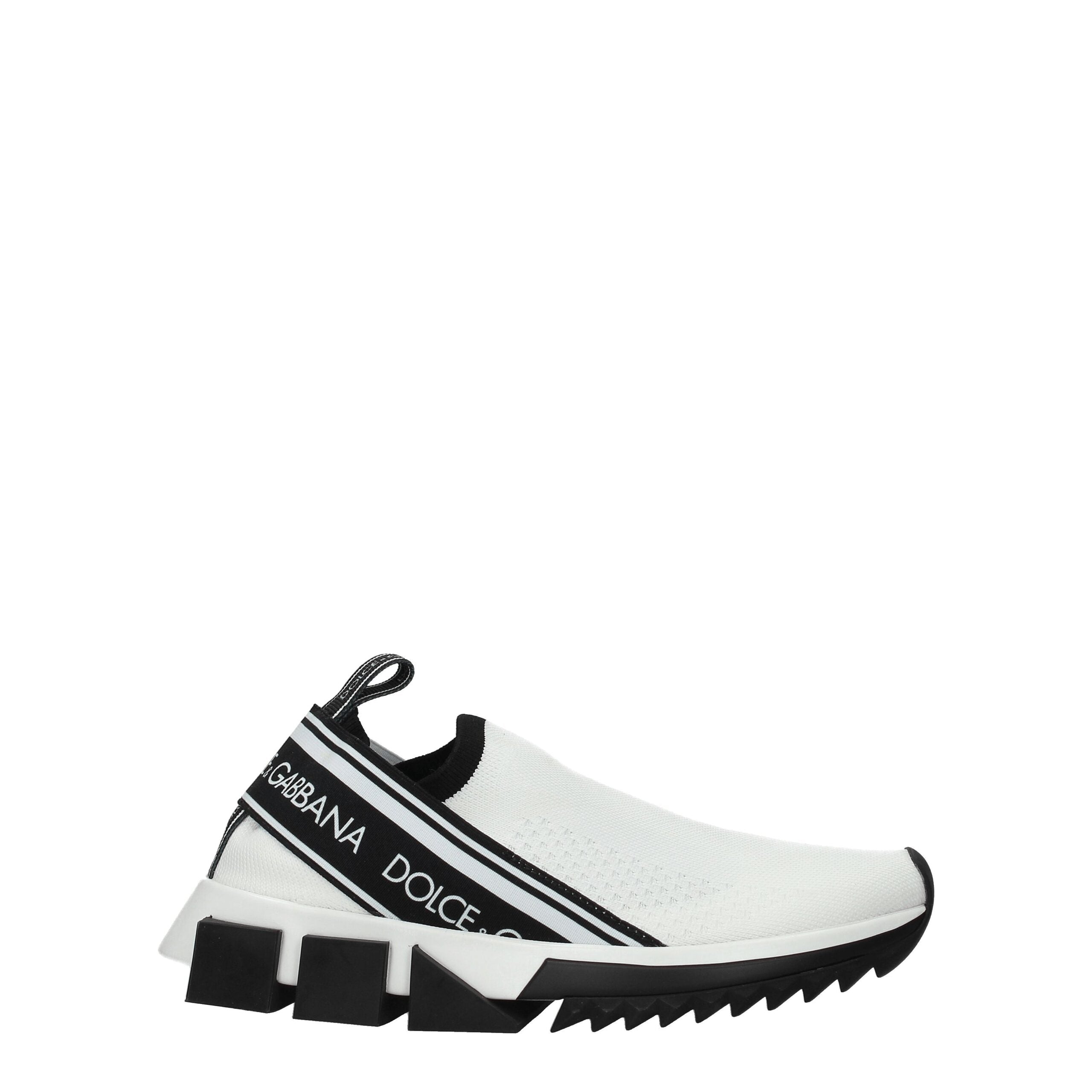 White Fabric Chunky Sneakers