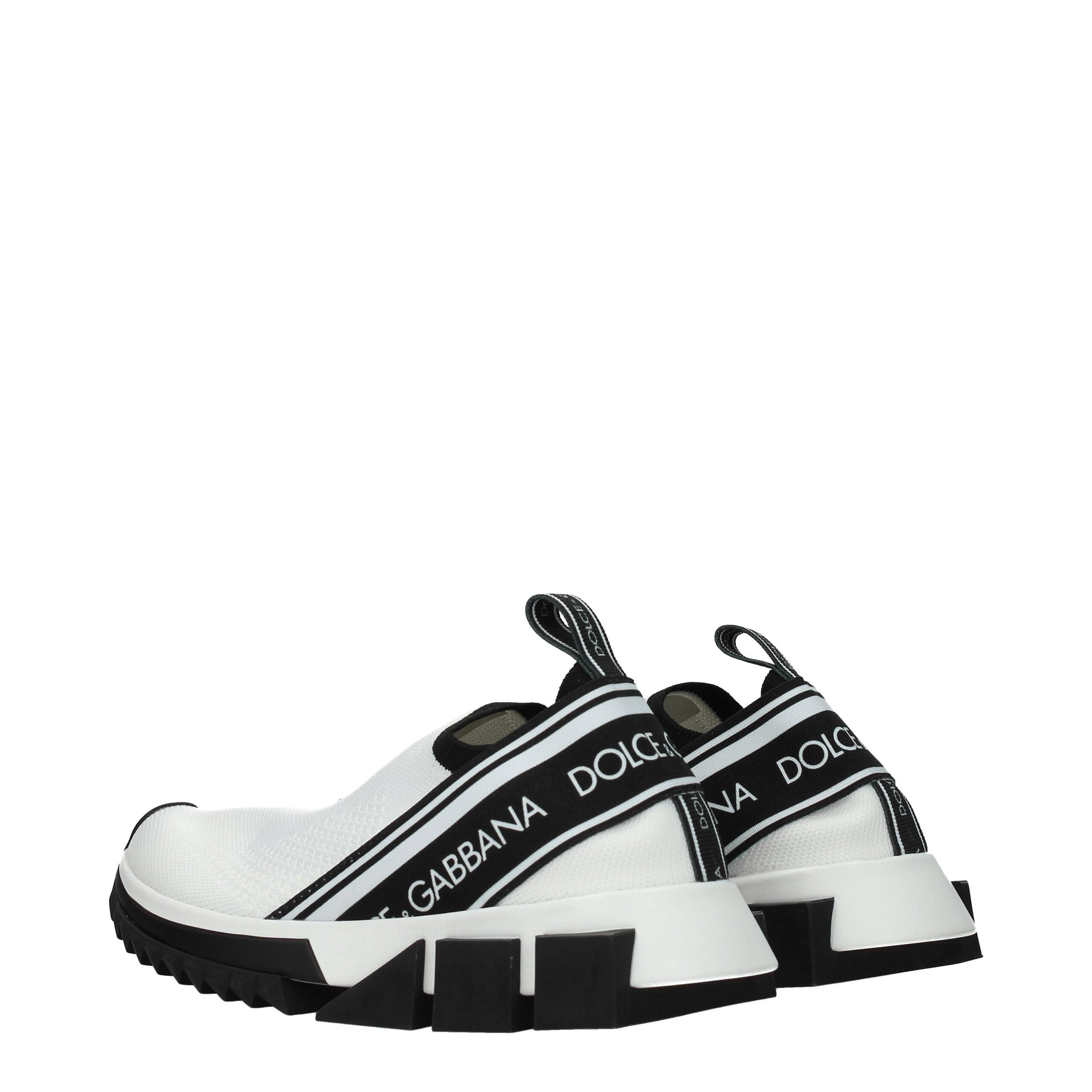 White Fabric Chunky Sneakers
