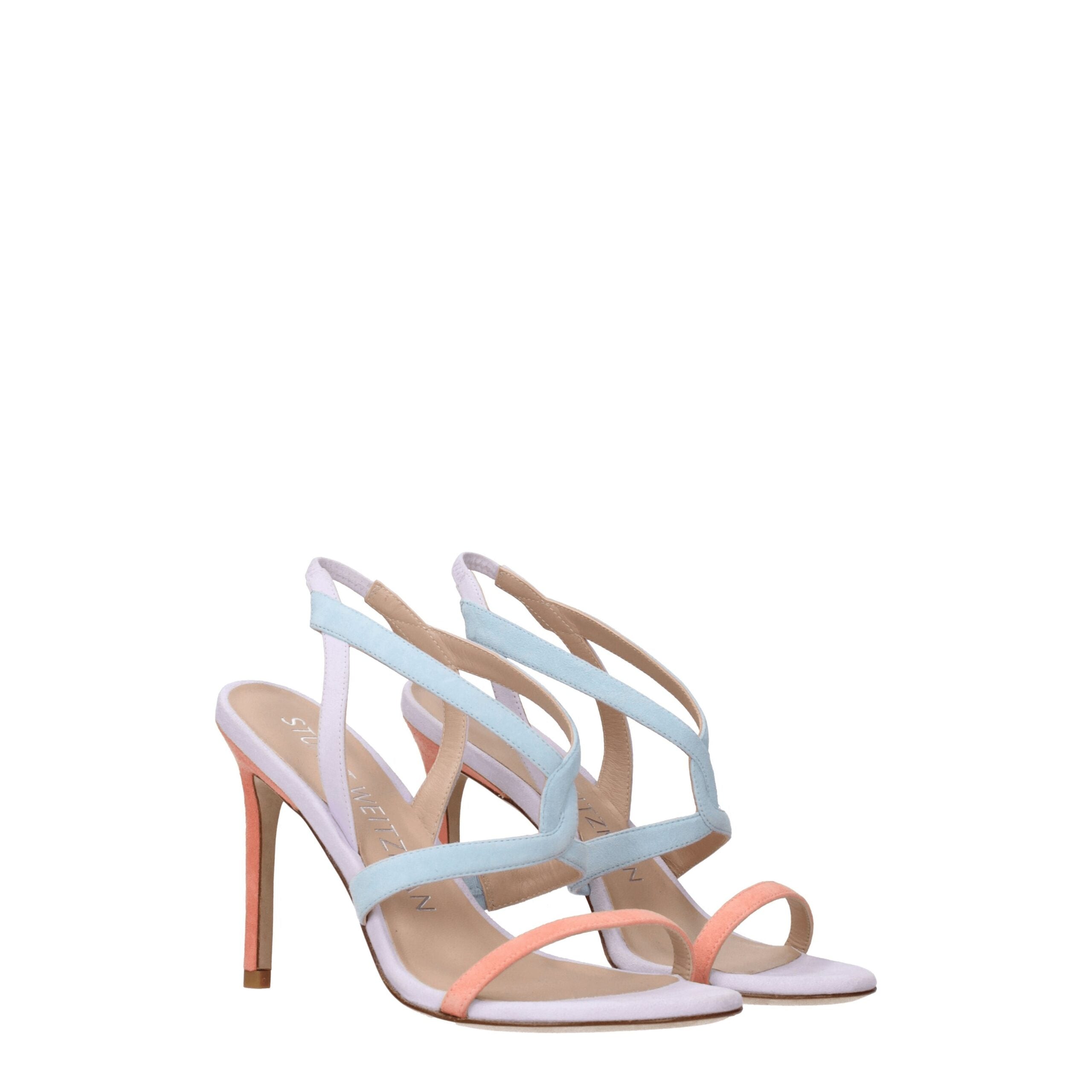 Multicolor Leather Stiletto Heels Sandals