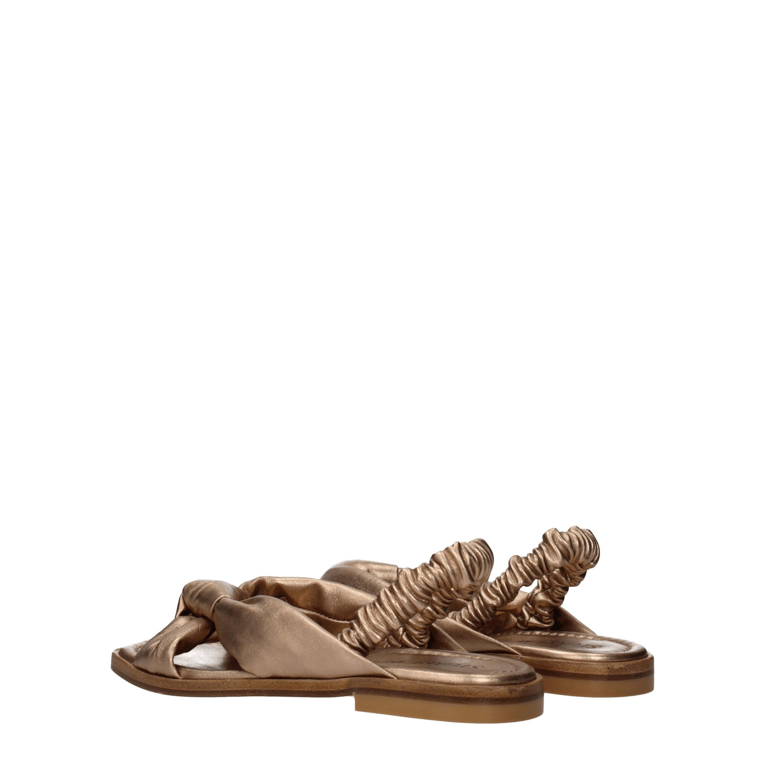 Gold Leather Flat Sandals