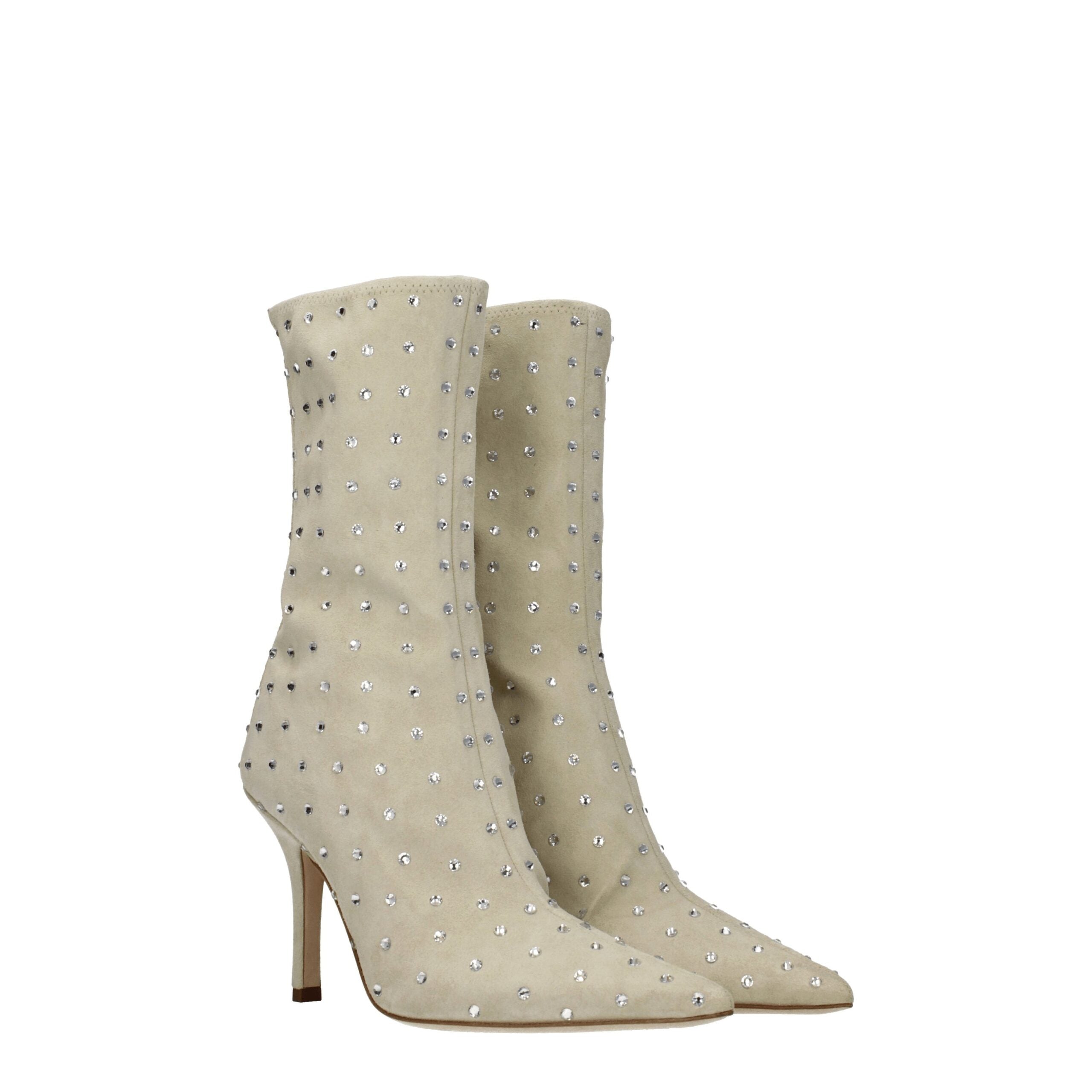 Beige Leather Ankle Boots