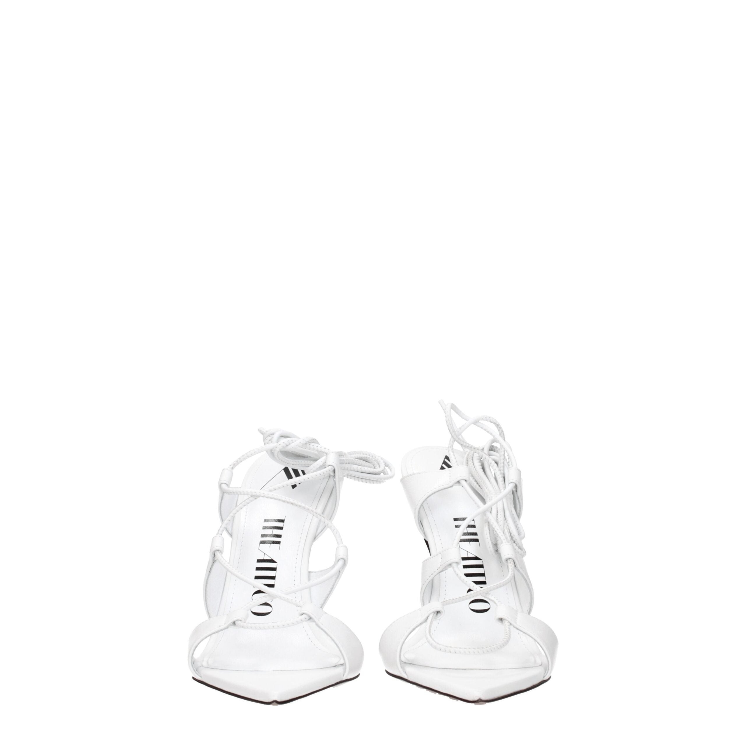 White Leather Stiletto Heels Sandals
