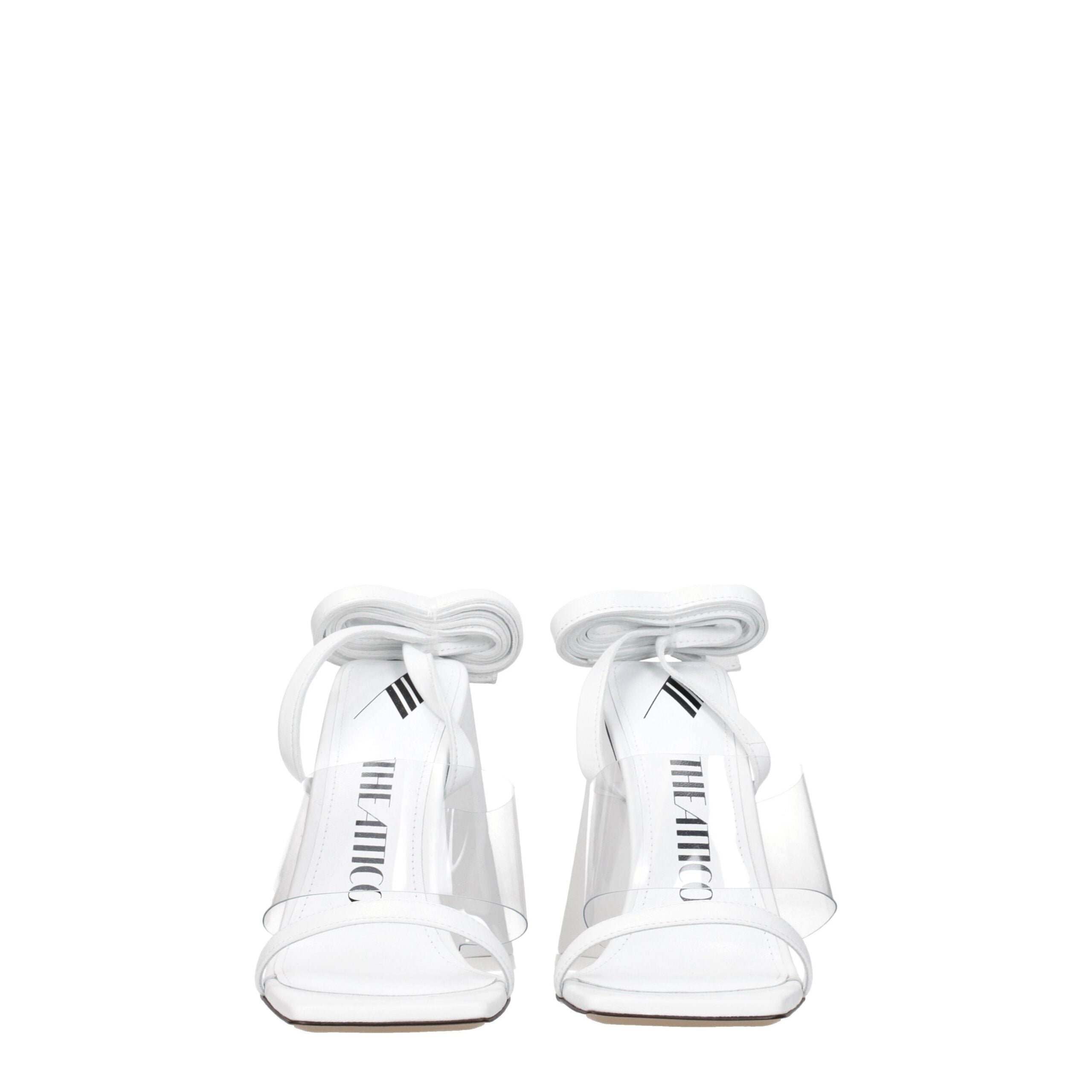 White Leather Stiletto Heels Sandals