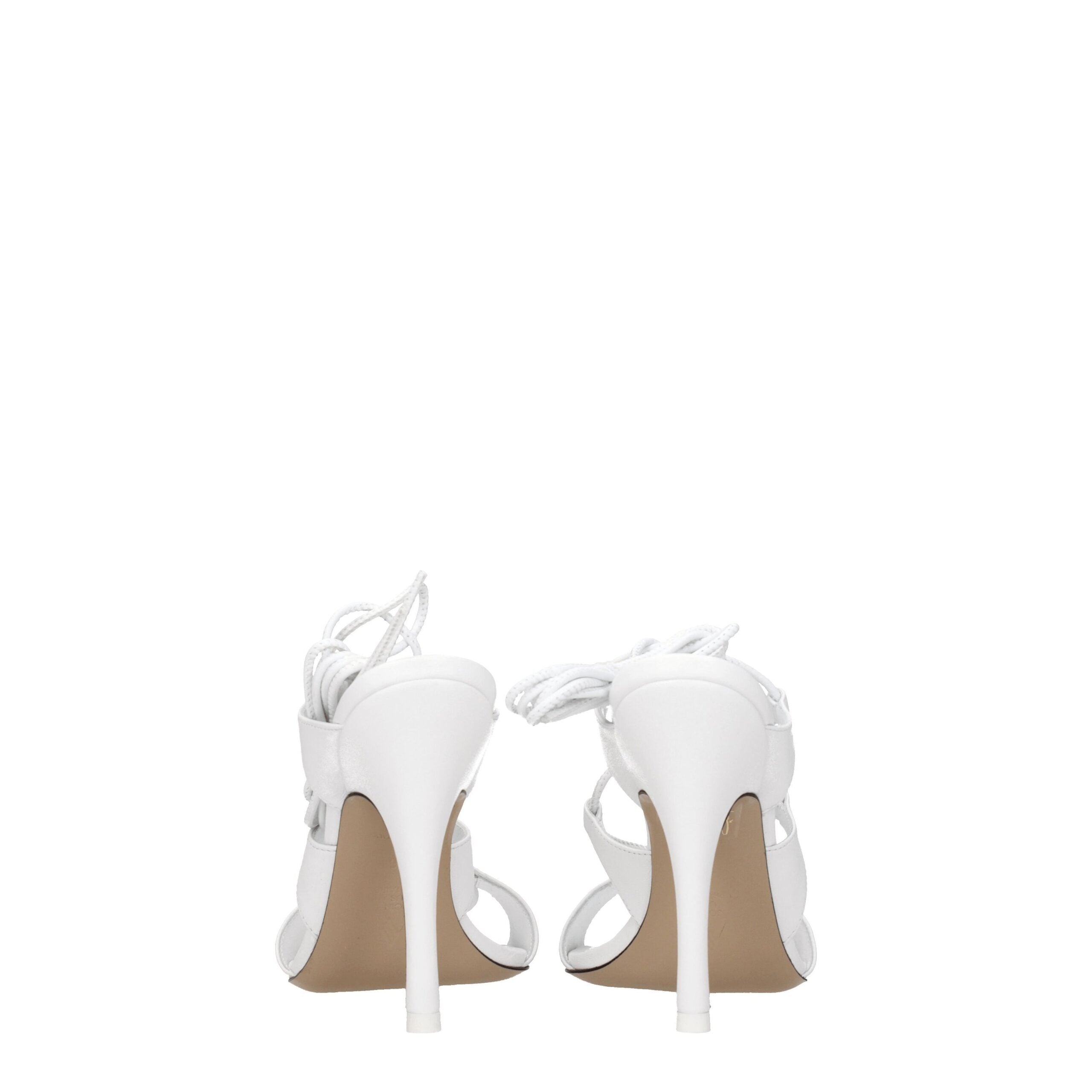 White Leather Stiletto Heels Sandals