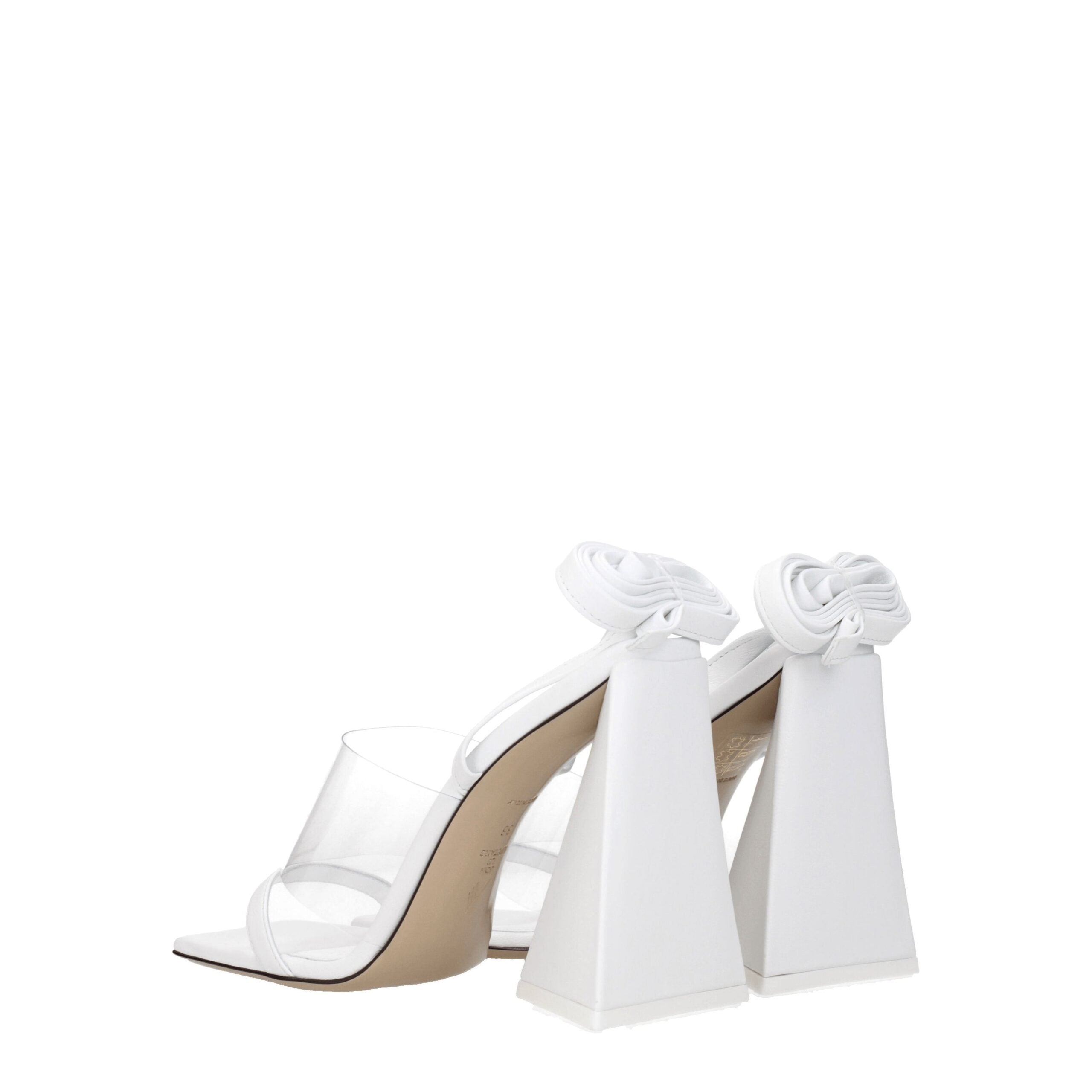 White Leather Stiletto Heels Sandals