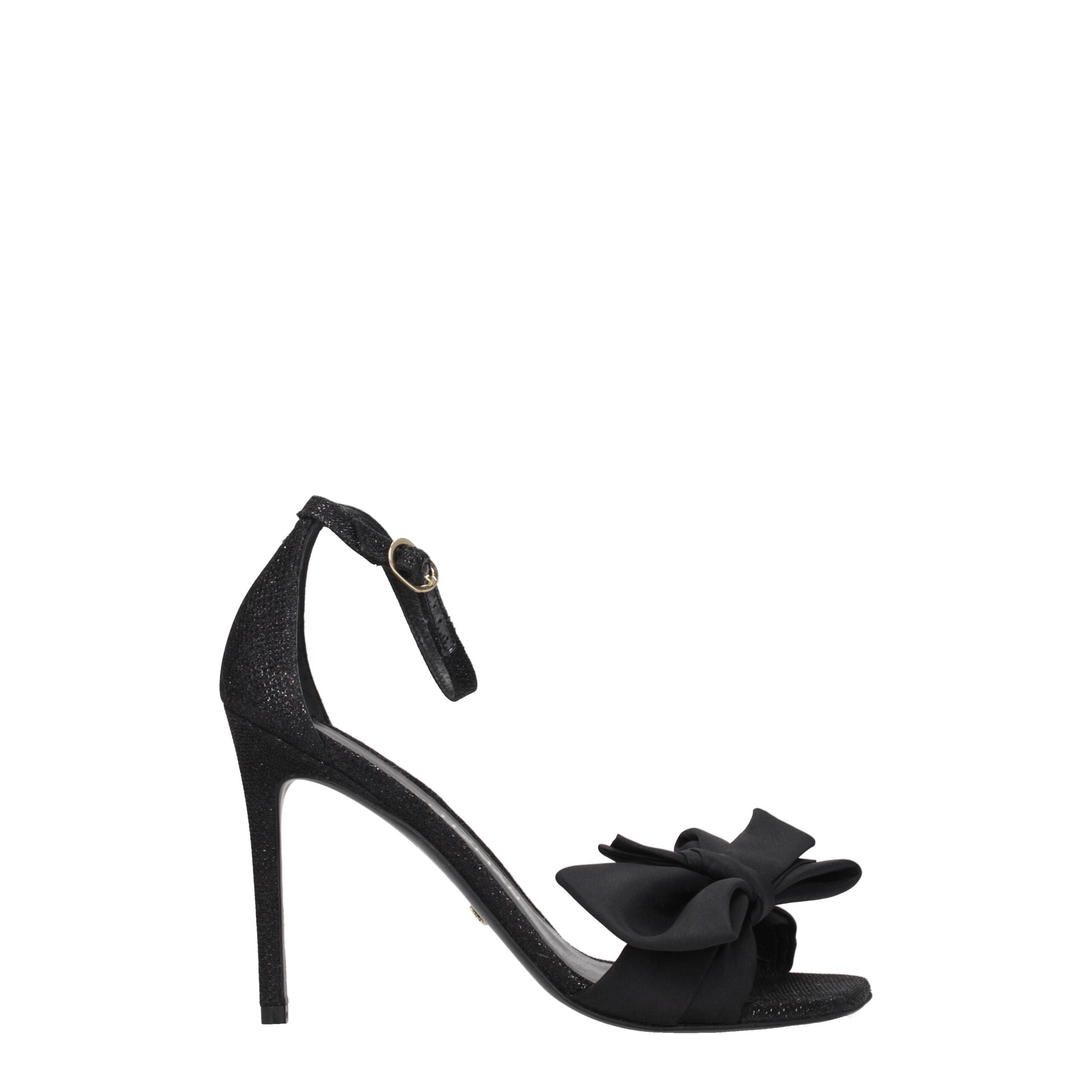 Black Satin Stiletto Heels Sandals