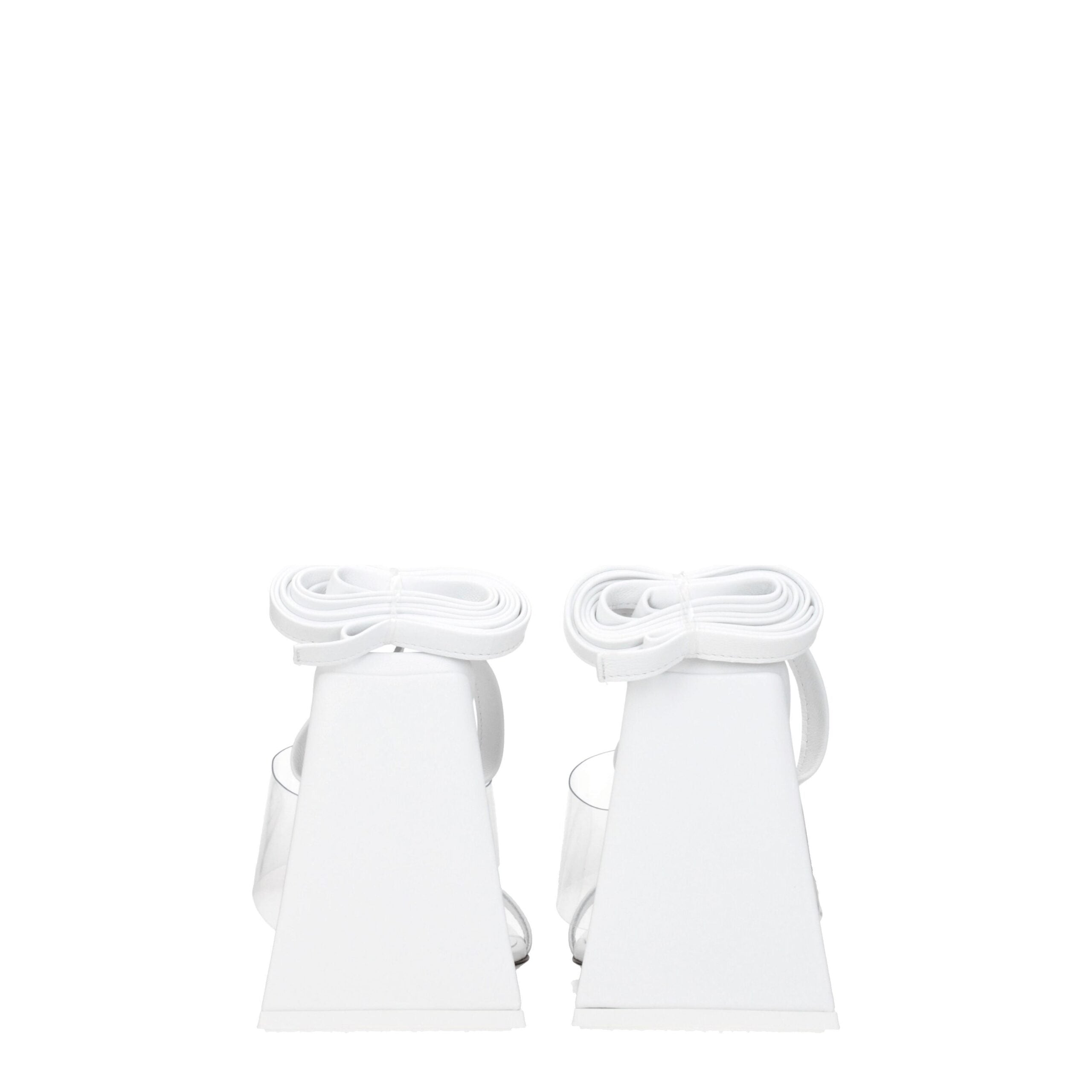 White Leather Stiletto Heels Sandals