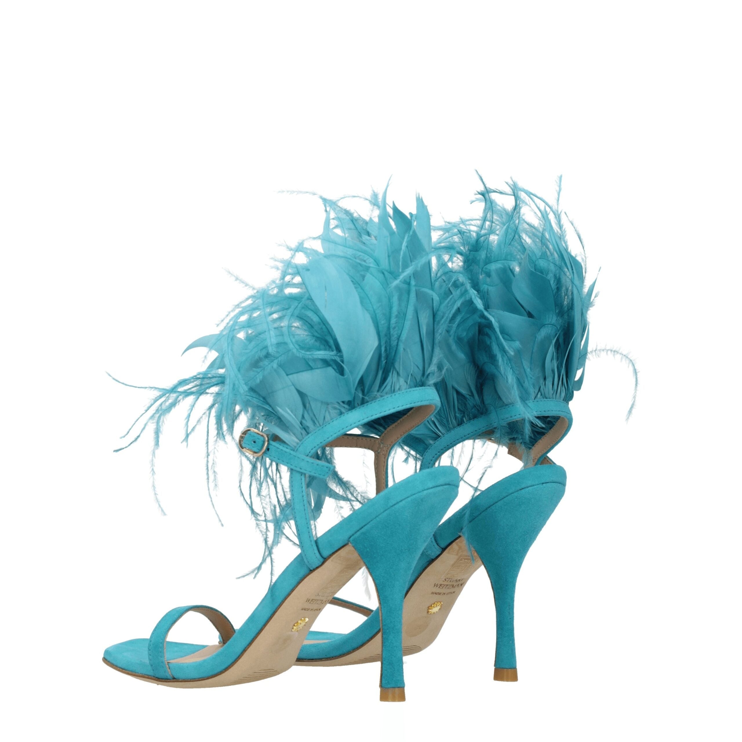 Green Leather Stiletto Heels Sandals