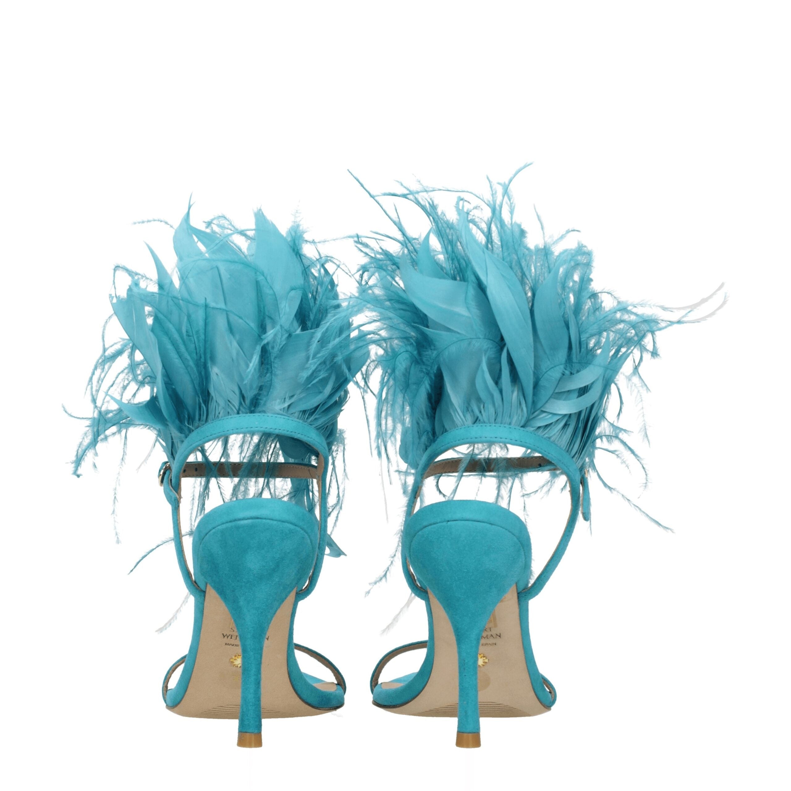Green Leather Stiletto Heels Sandals