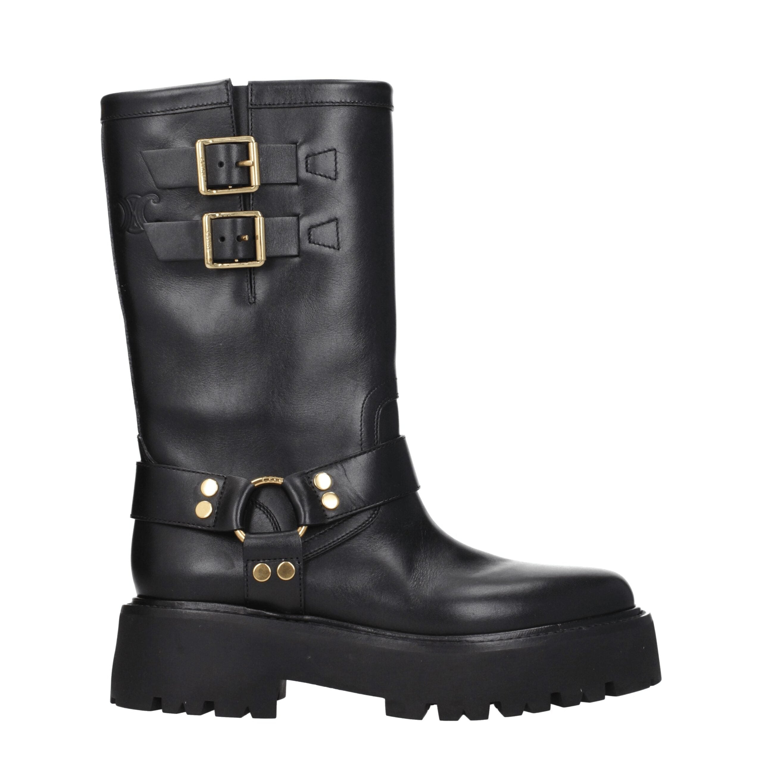 Gold Leather Ankle Boots