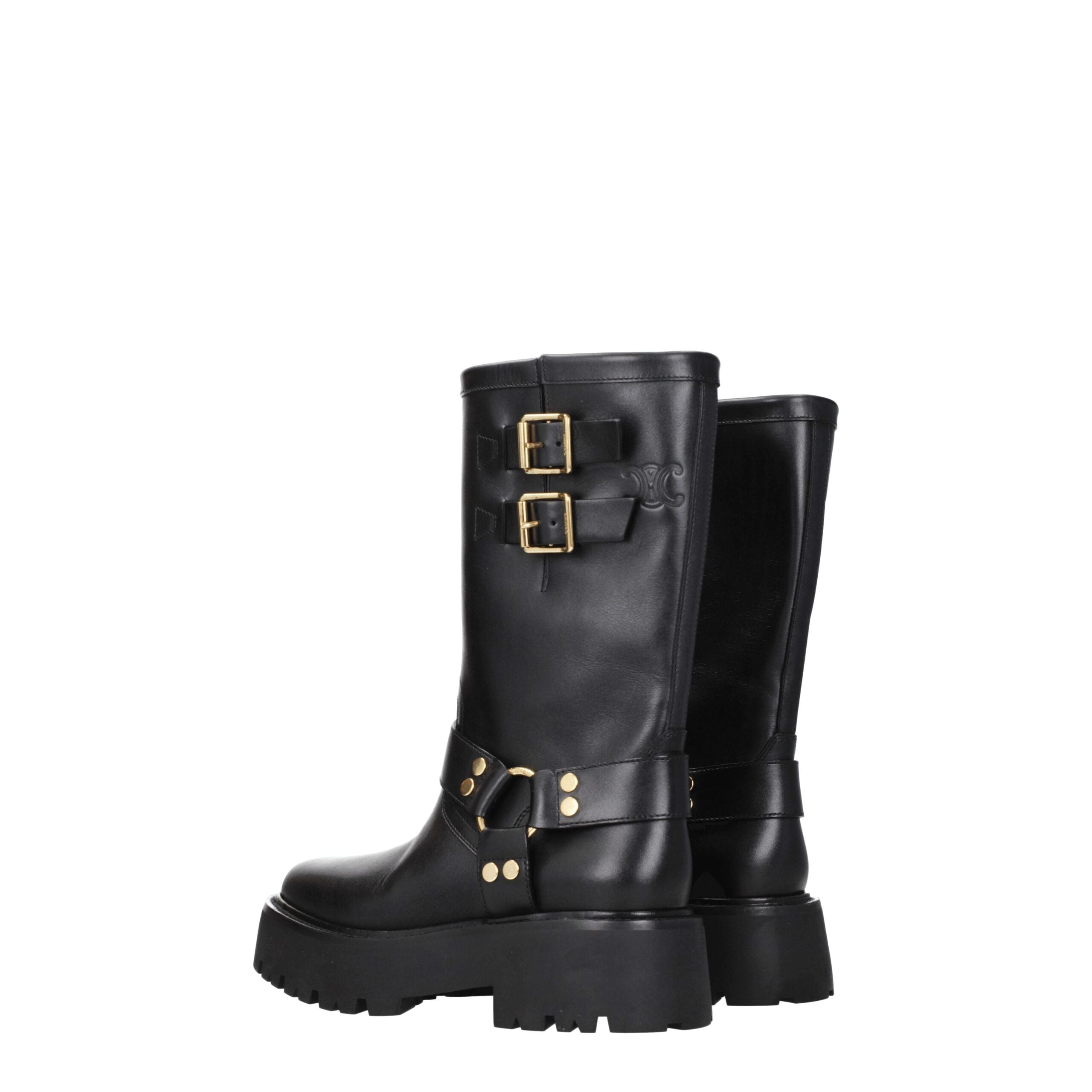 Gold Leather Ankle Boots