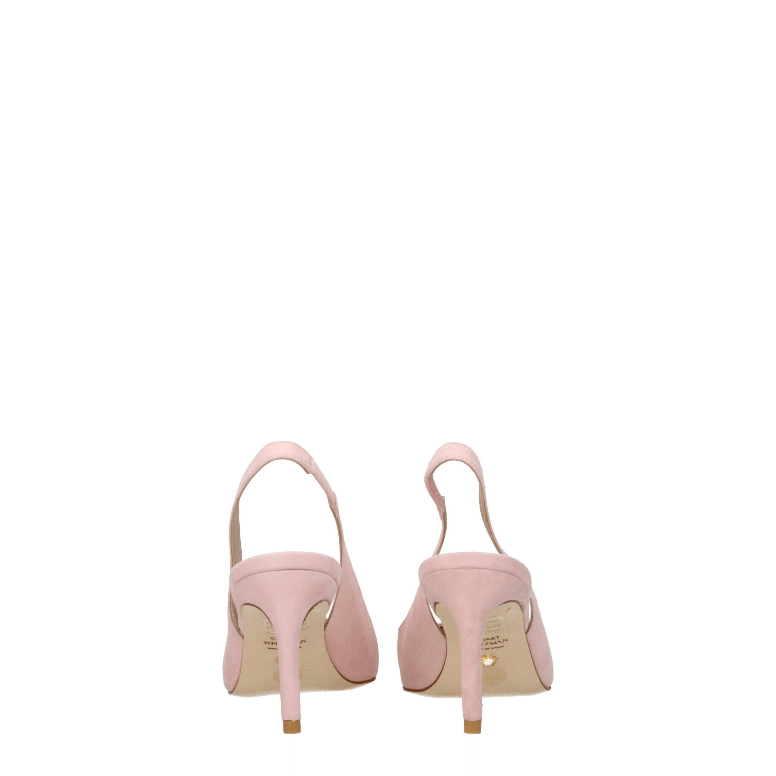 Pink Leather Mid Heel Pumps