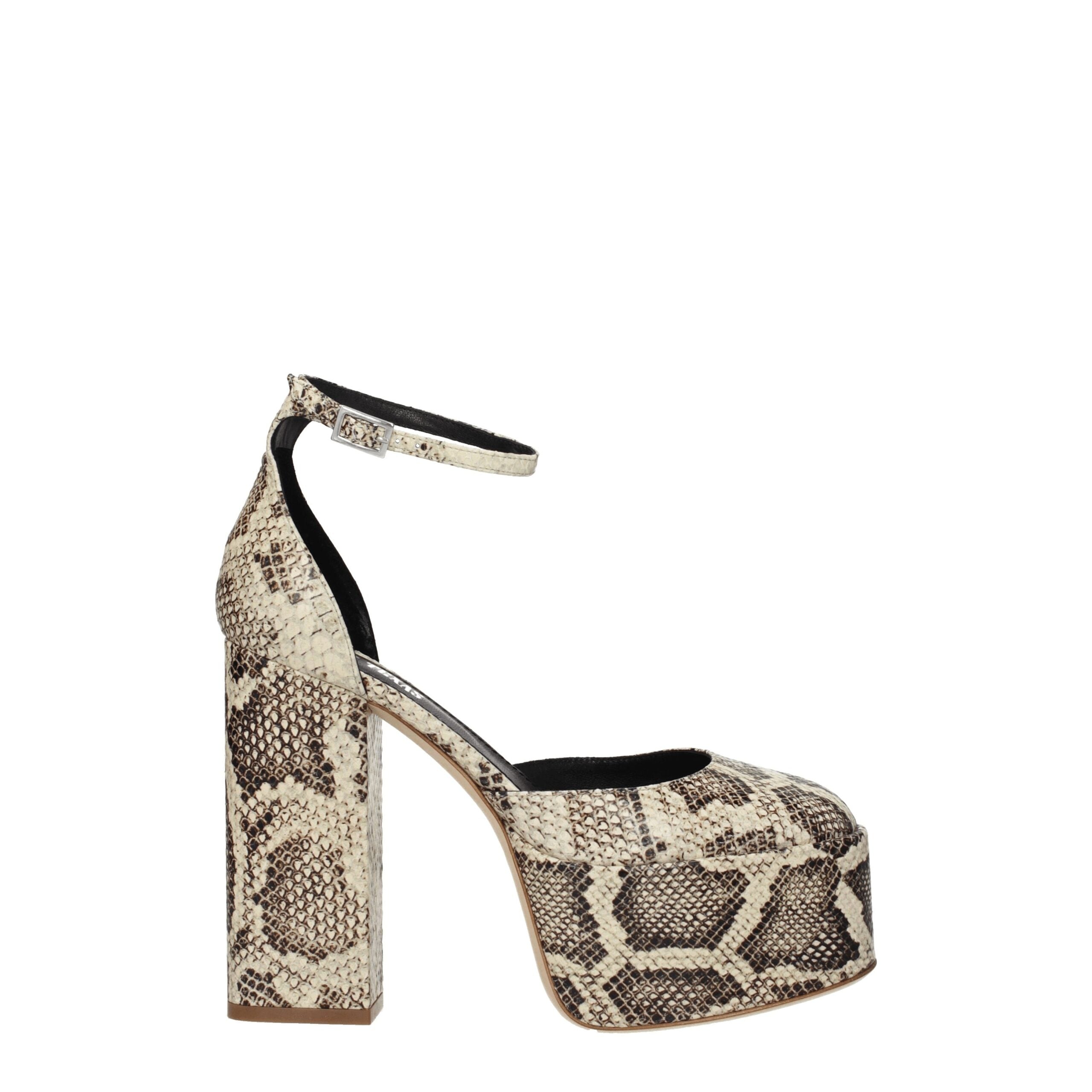 Beige Leather Platforms