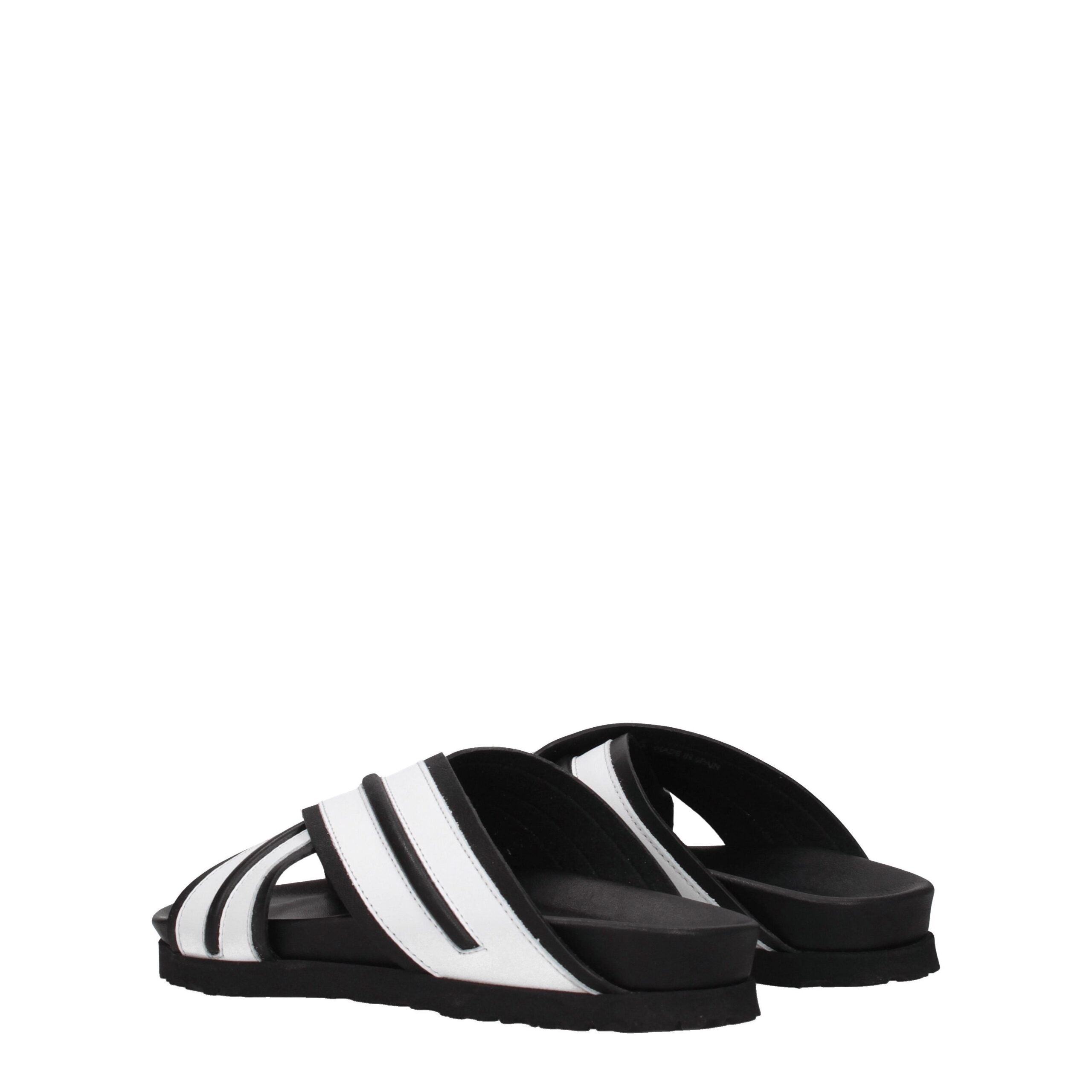 White Leather Slippers Sandals