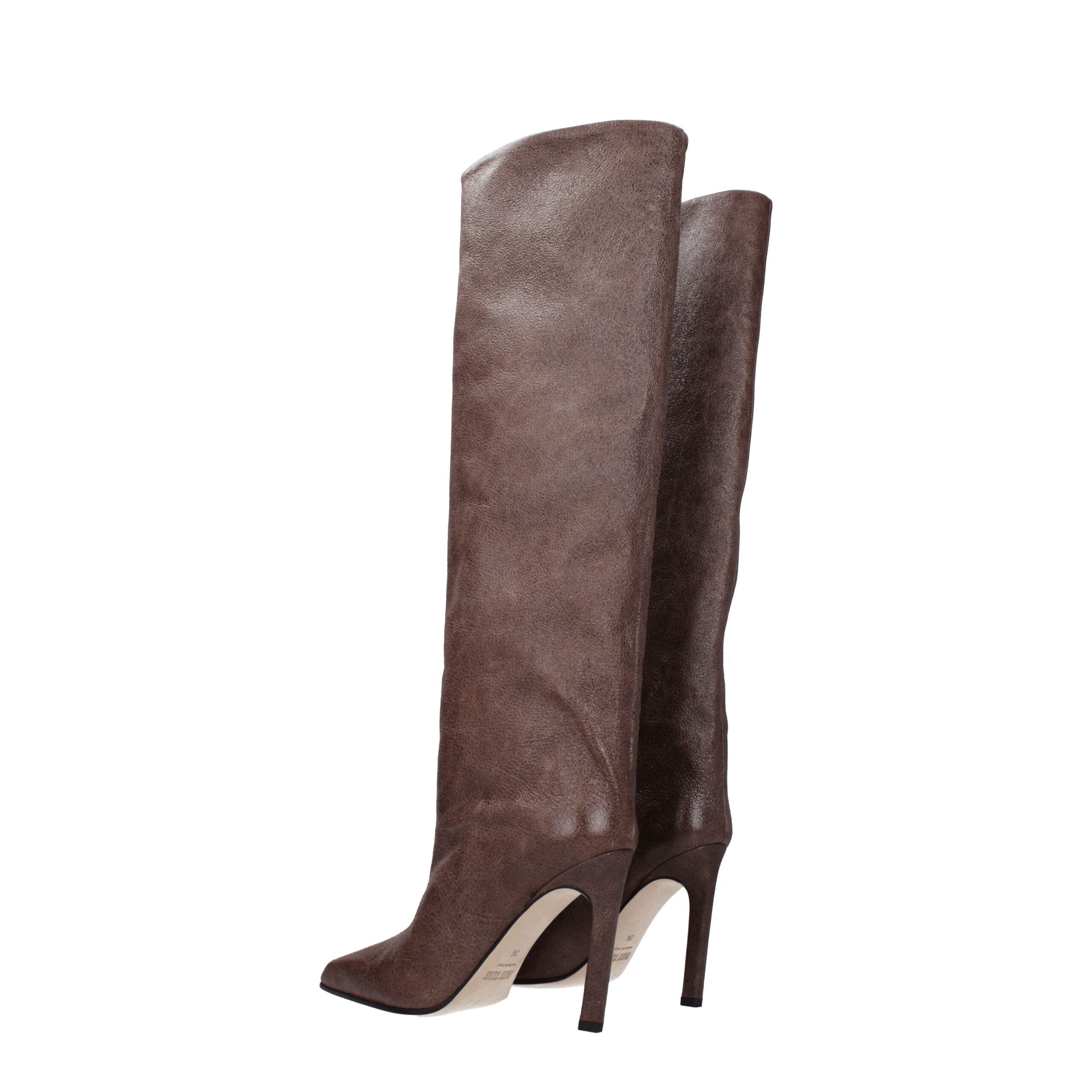 Brown Leather High Heel Boots