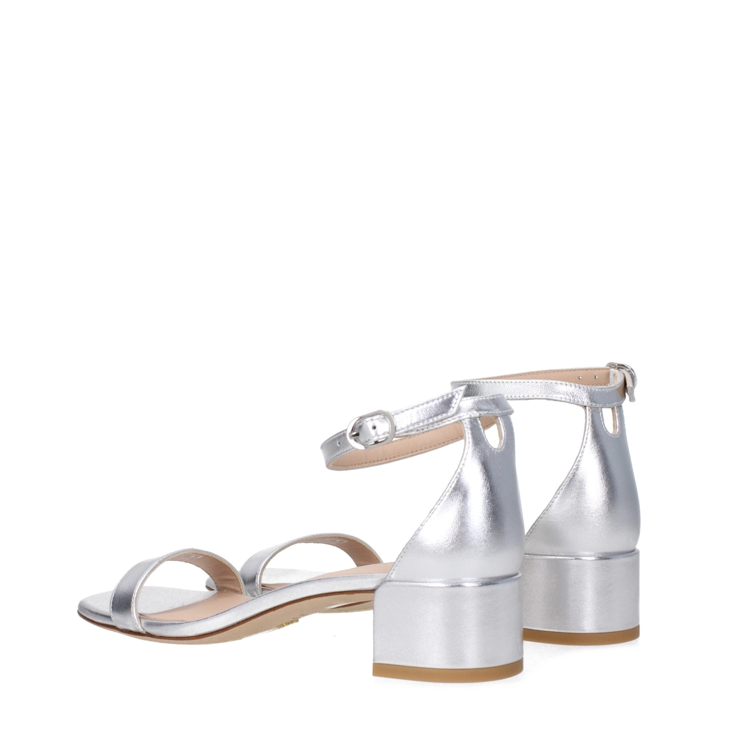 Gray Leather Flat Sandals