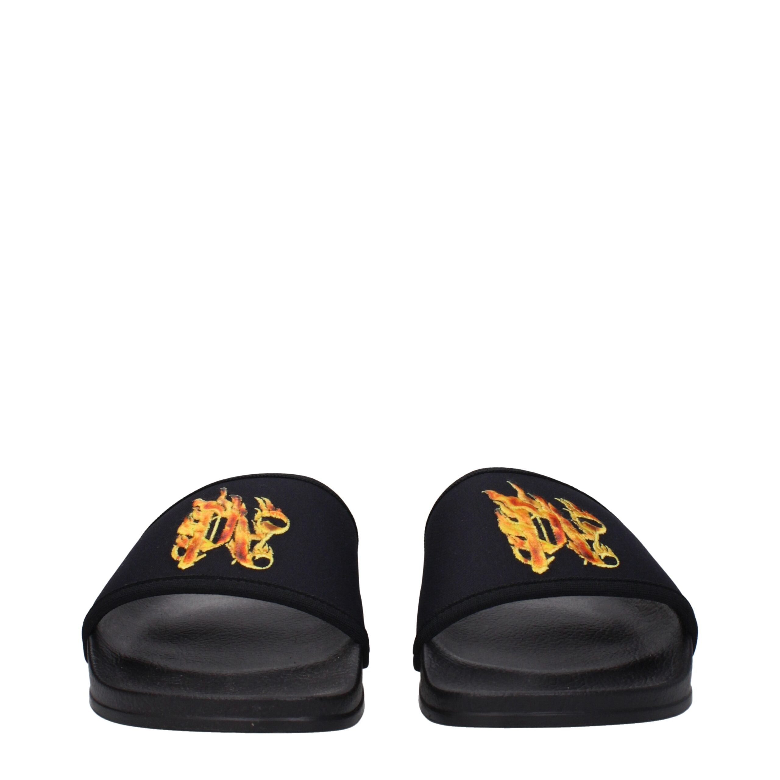 Black Fabric Slippers Sandals