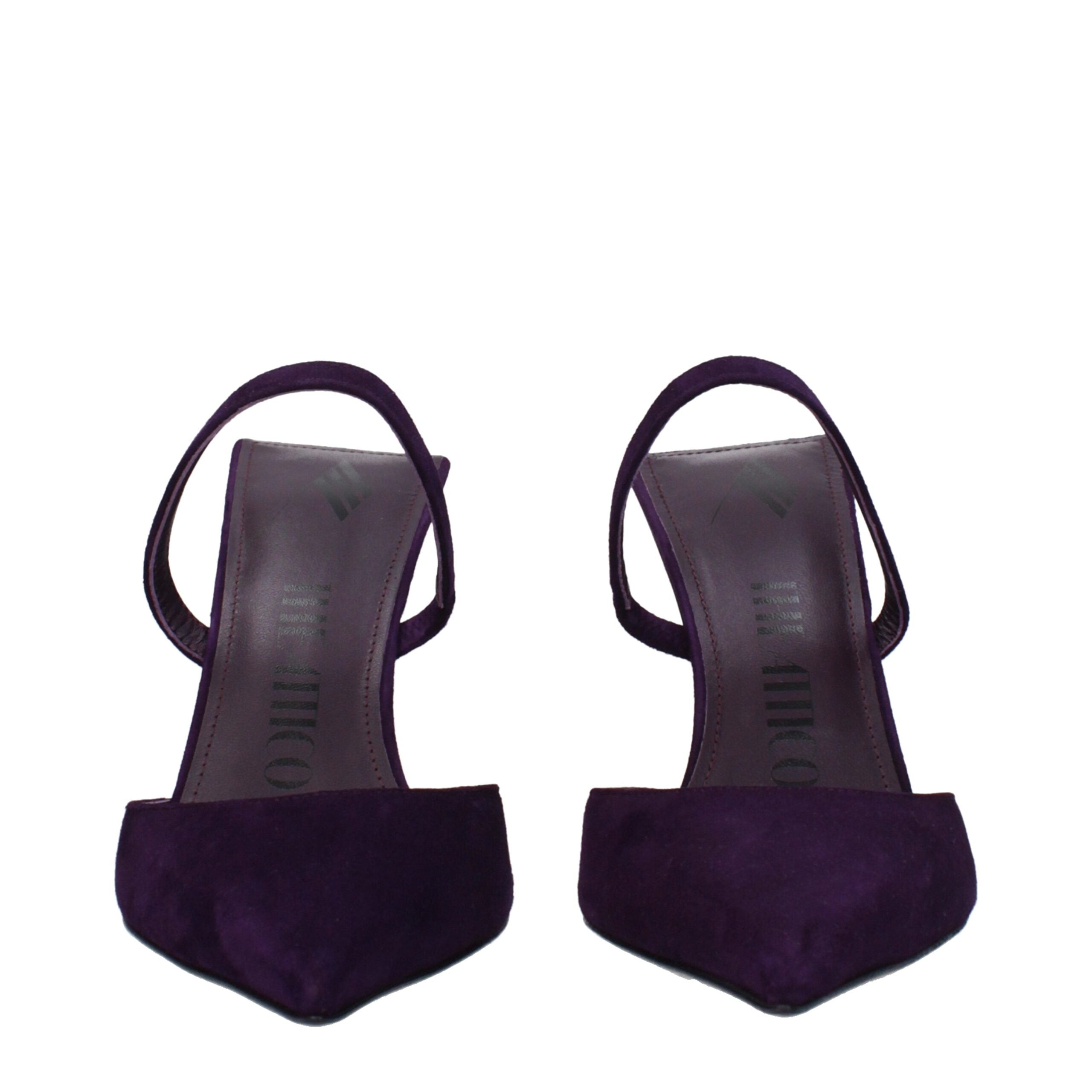 Purple Leather Stiletto Heels Sandals