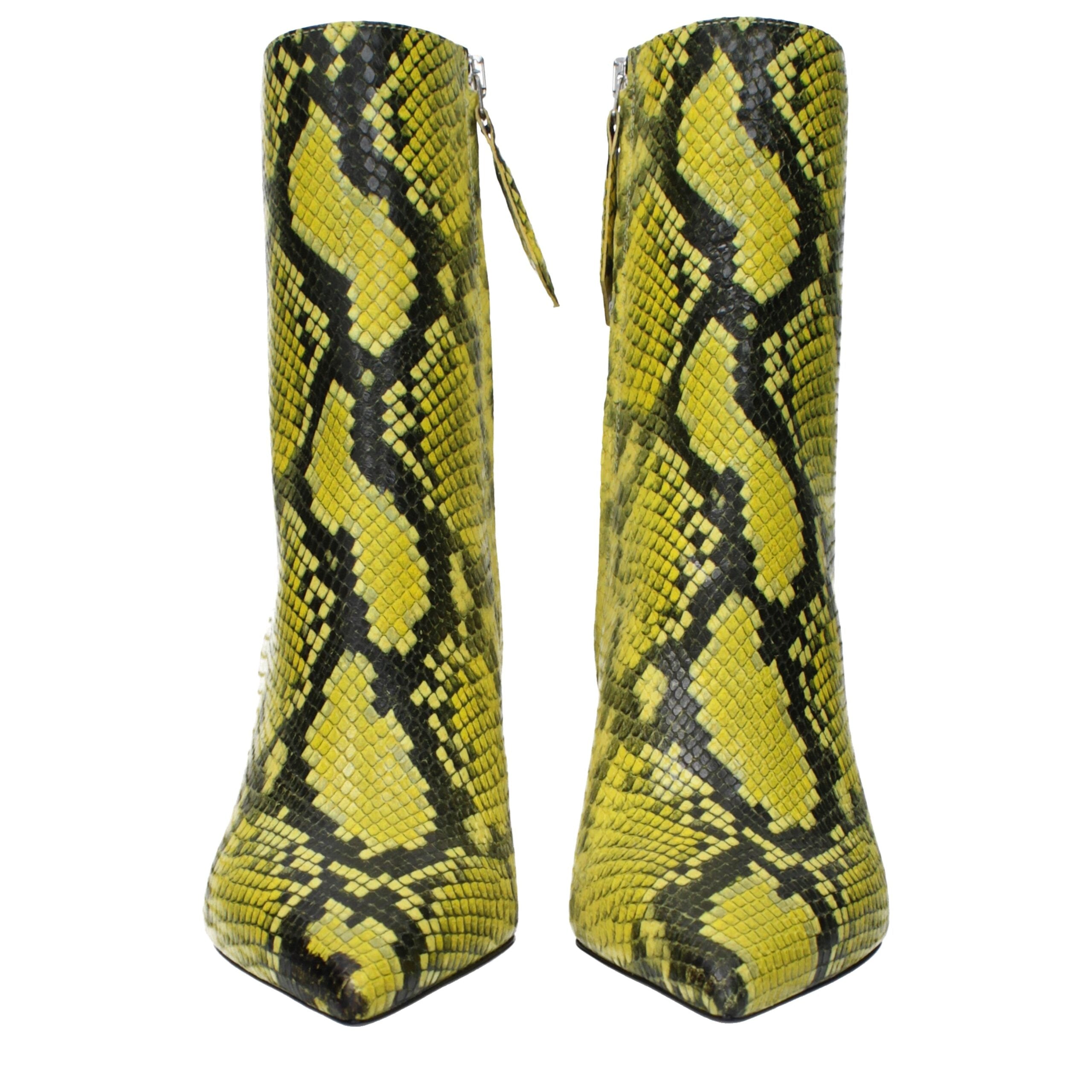 Yellow Leather Ankle Boots