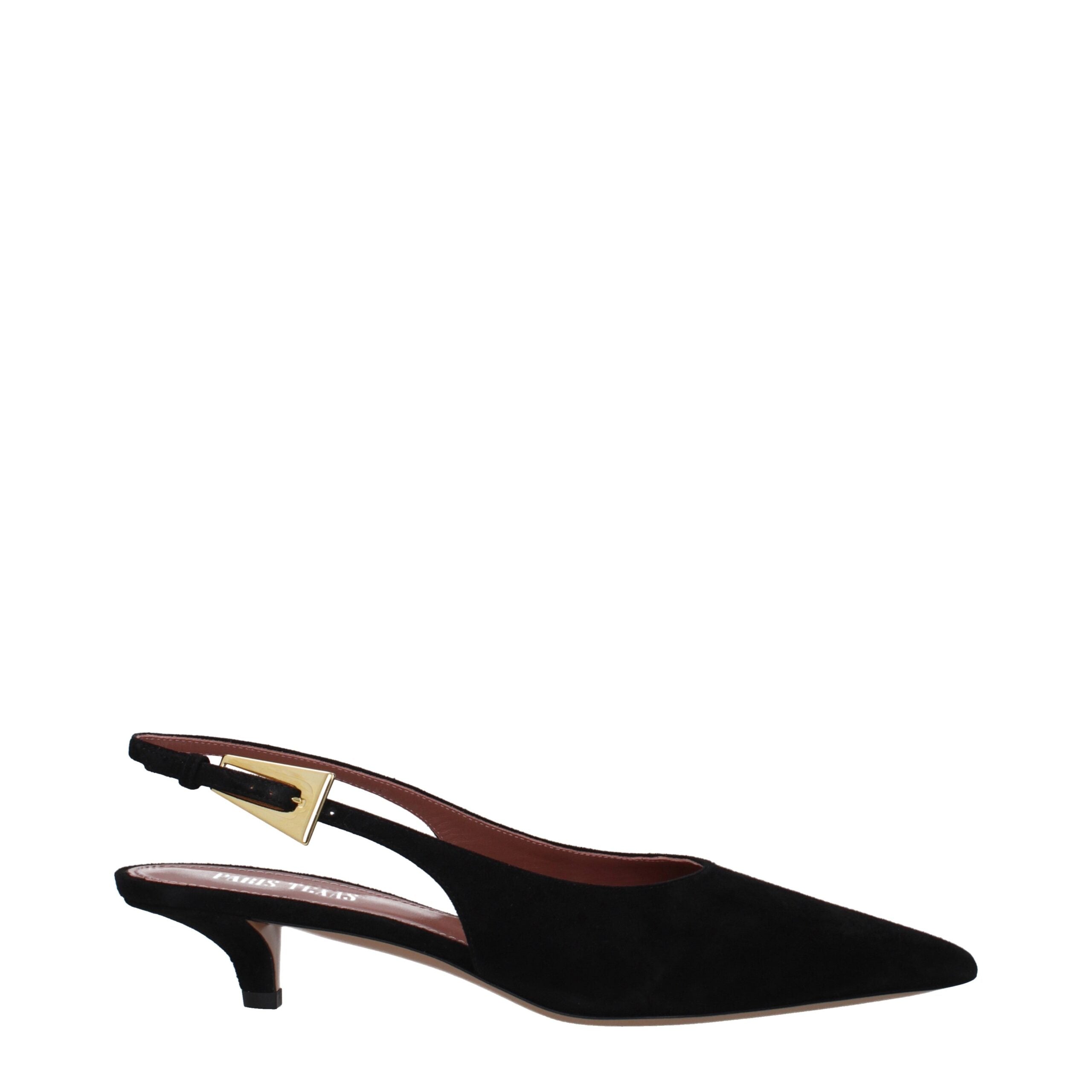 Black Leather Mid Heel Pumps