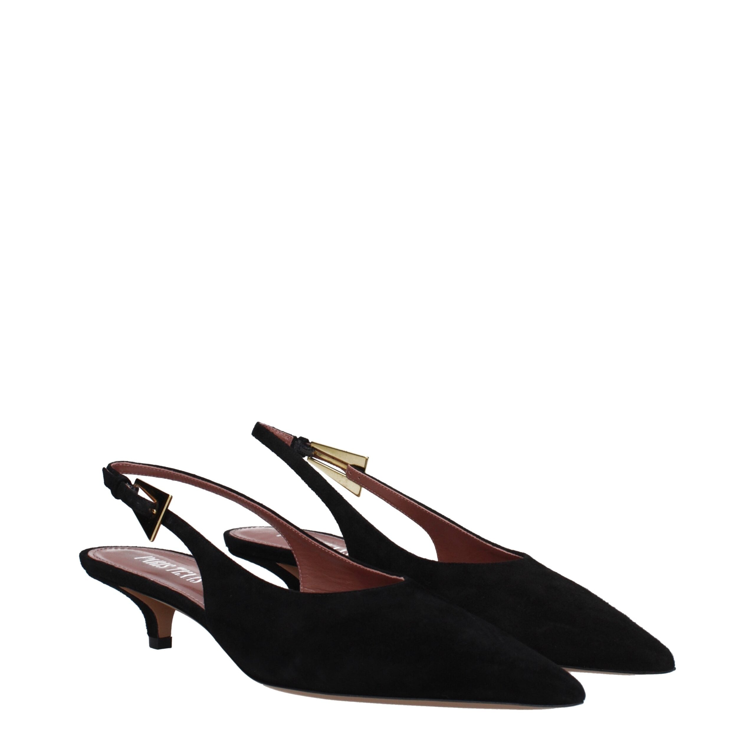 Black Leather Mid Heel Pumps