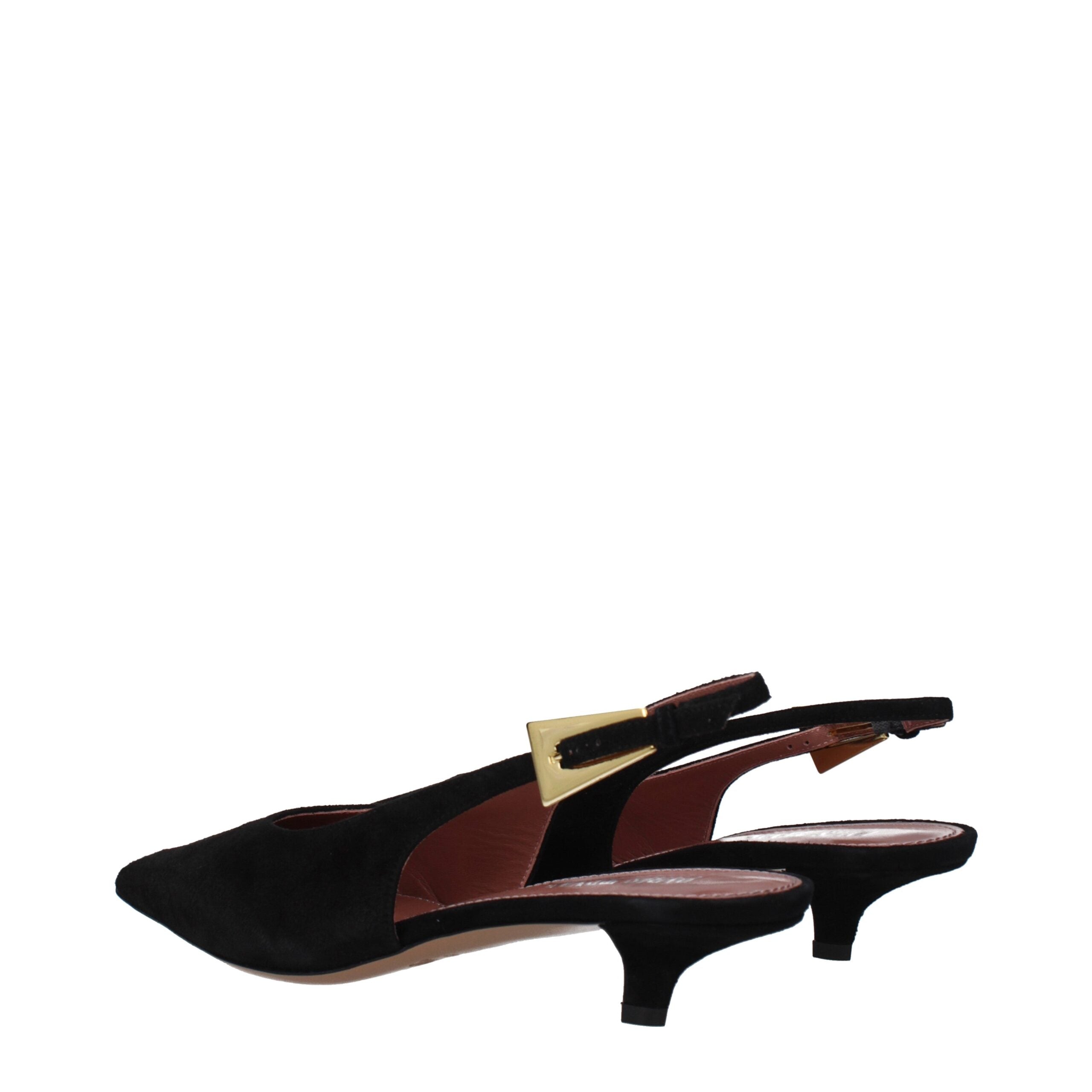 Black Leather Mid Heel Pumps