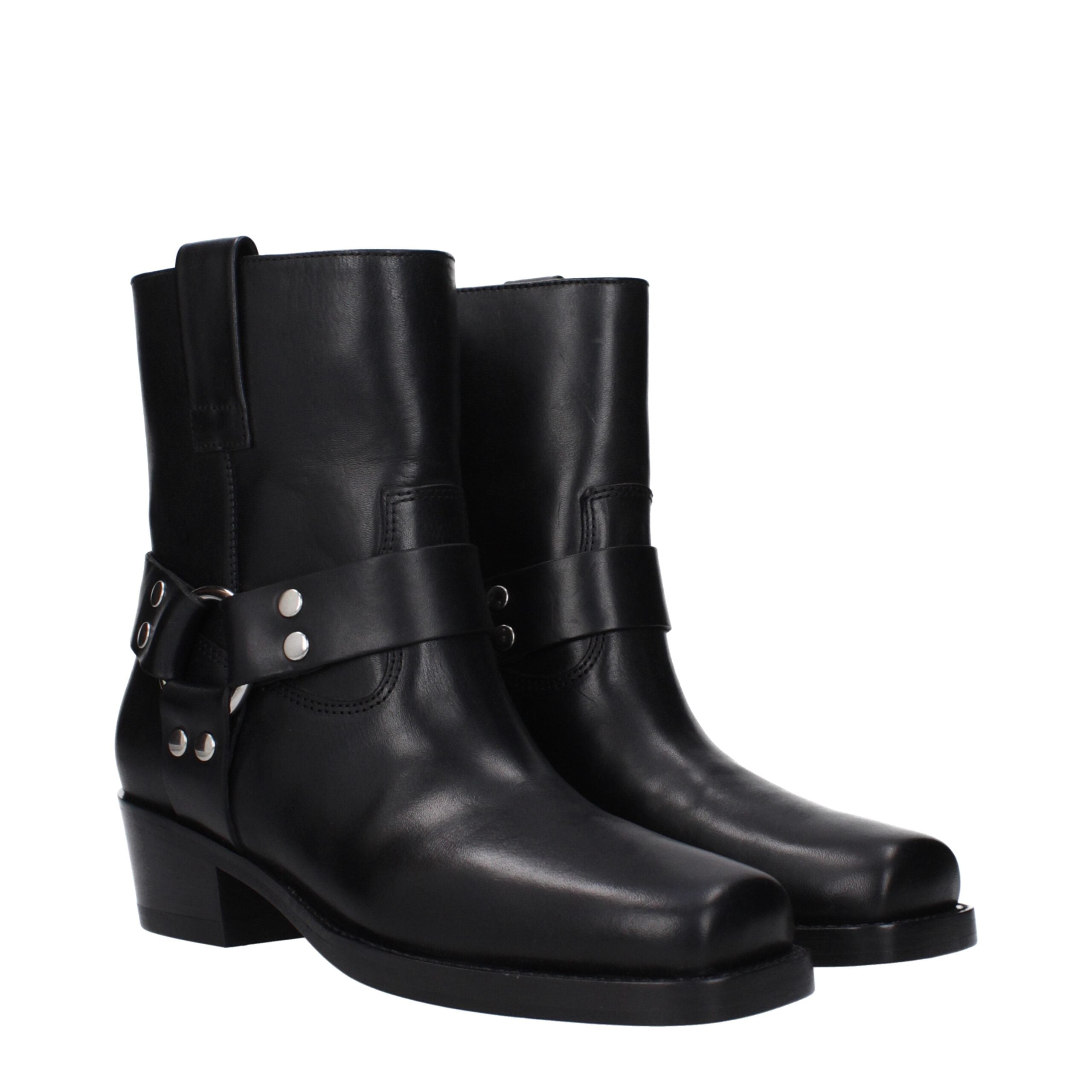 Black Leather Ankle Boots