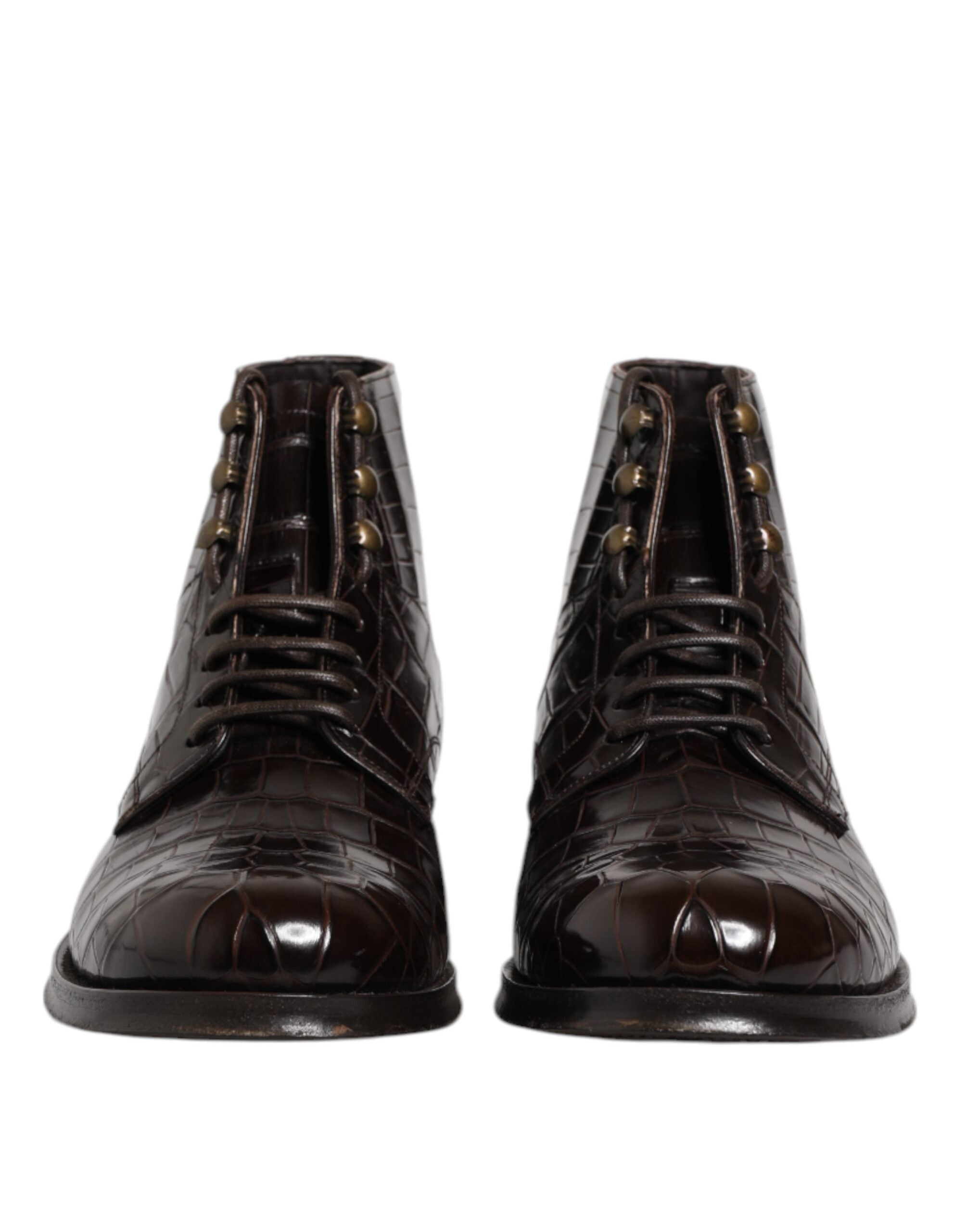 Dark Brown Leather Lace Up Short Boots Shoes