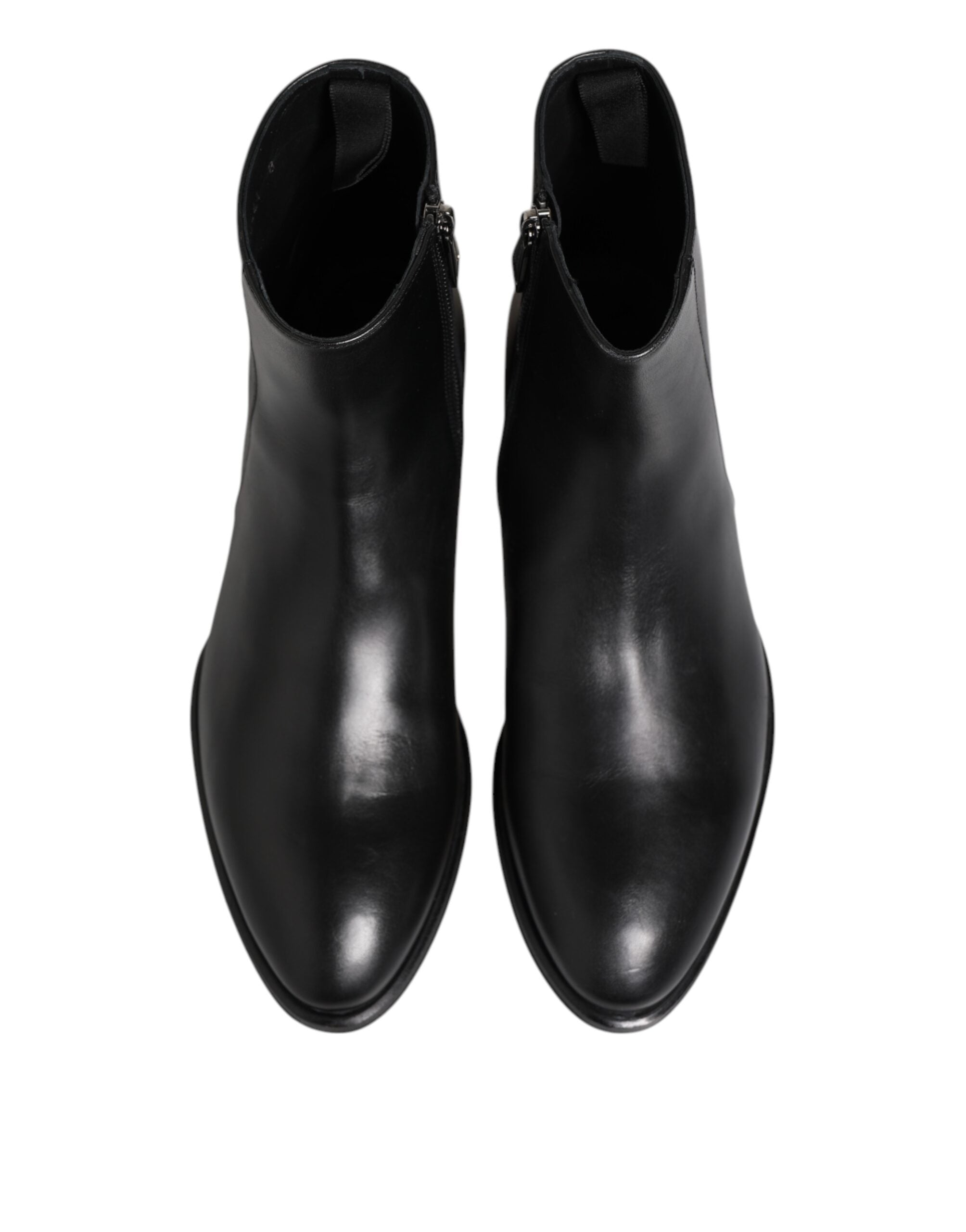 Black Leather Mid Calf Men Boots Shoes