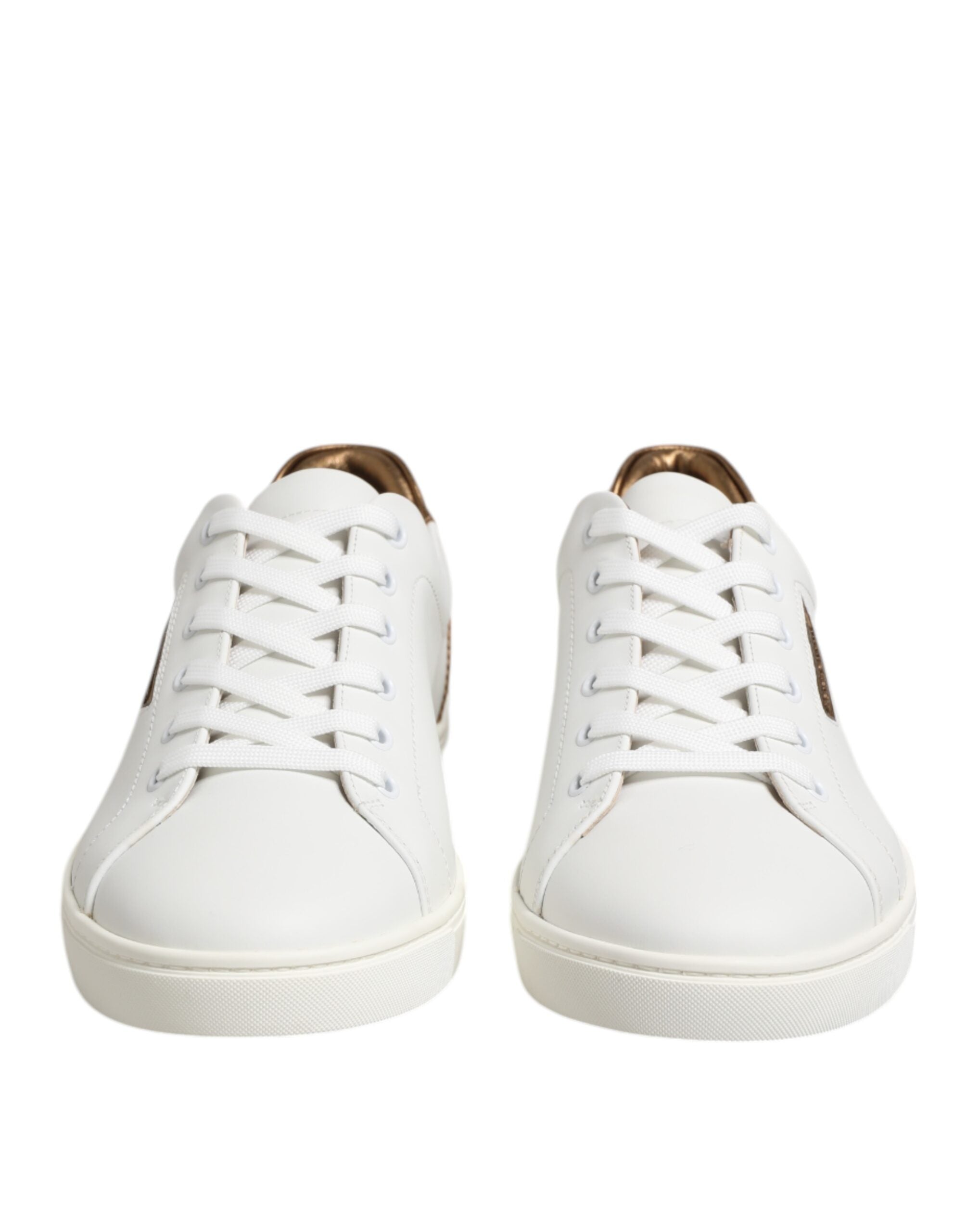 White Brown Leather Low Top Men Sneakers Shoes