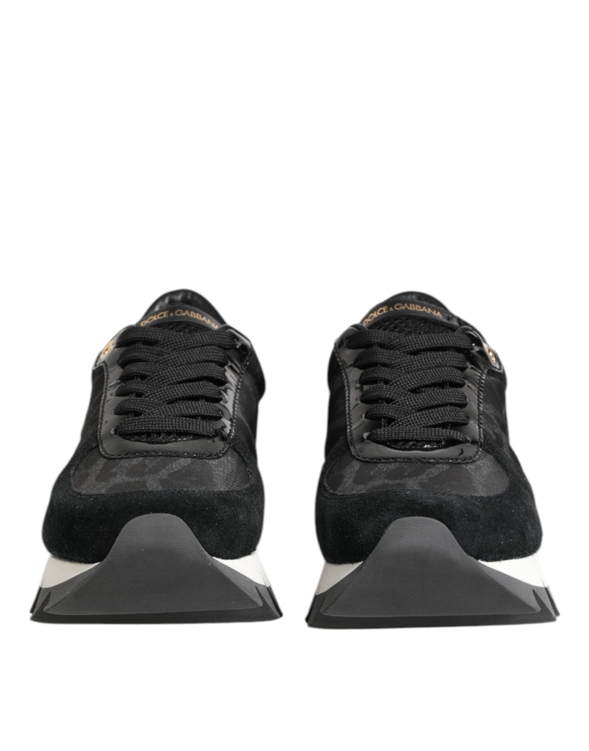 Black Gray Leopard Low Top Sneakers Shoes