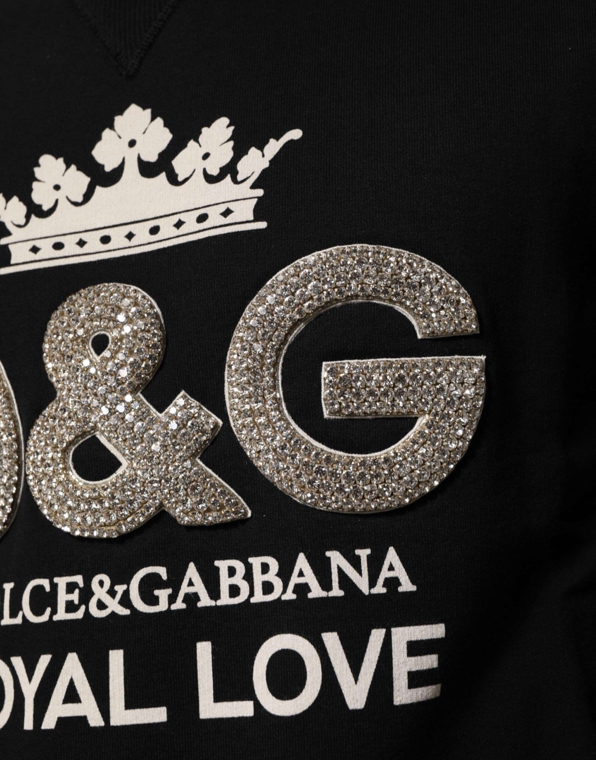Black Cotton DG Crystal Embellished Sweater