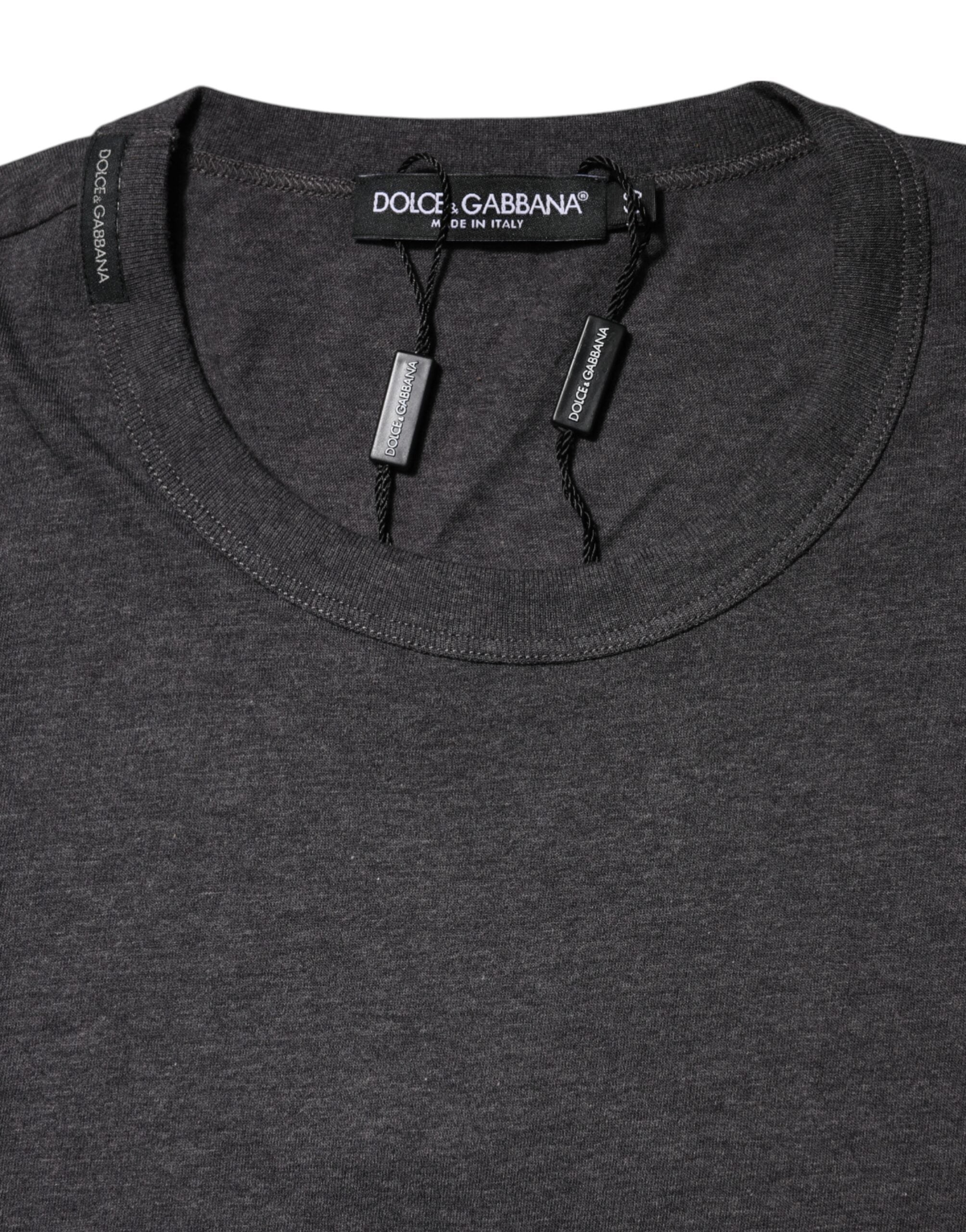 Dark Gray Crew Neck Short Sleeves T-shirt