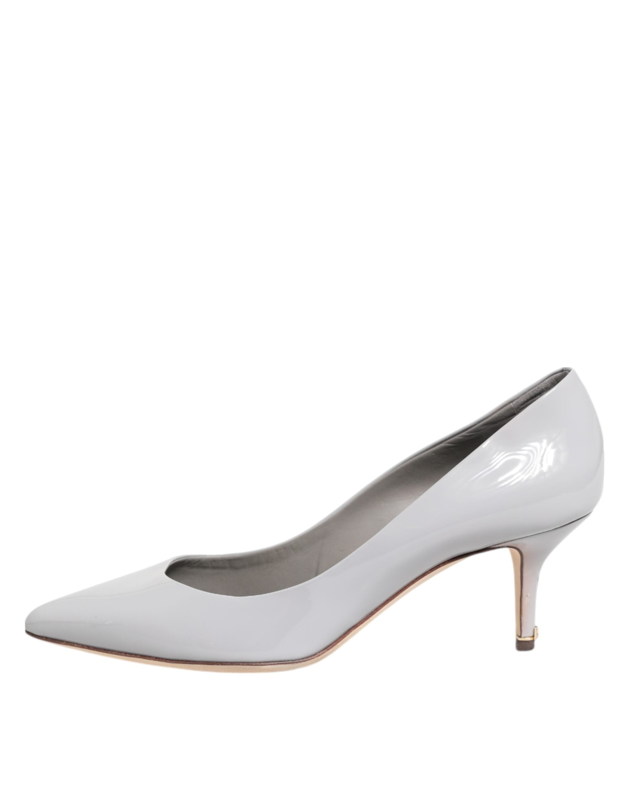 Light Gray Leather Kitten Heels Pumps Shoes