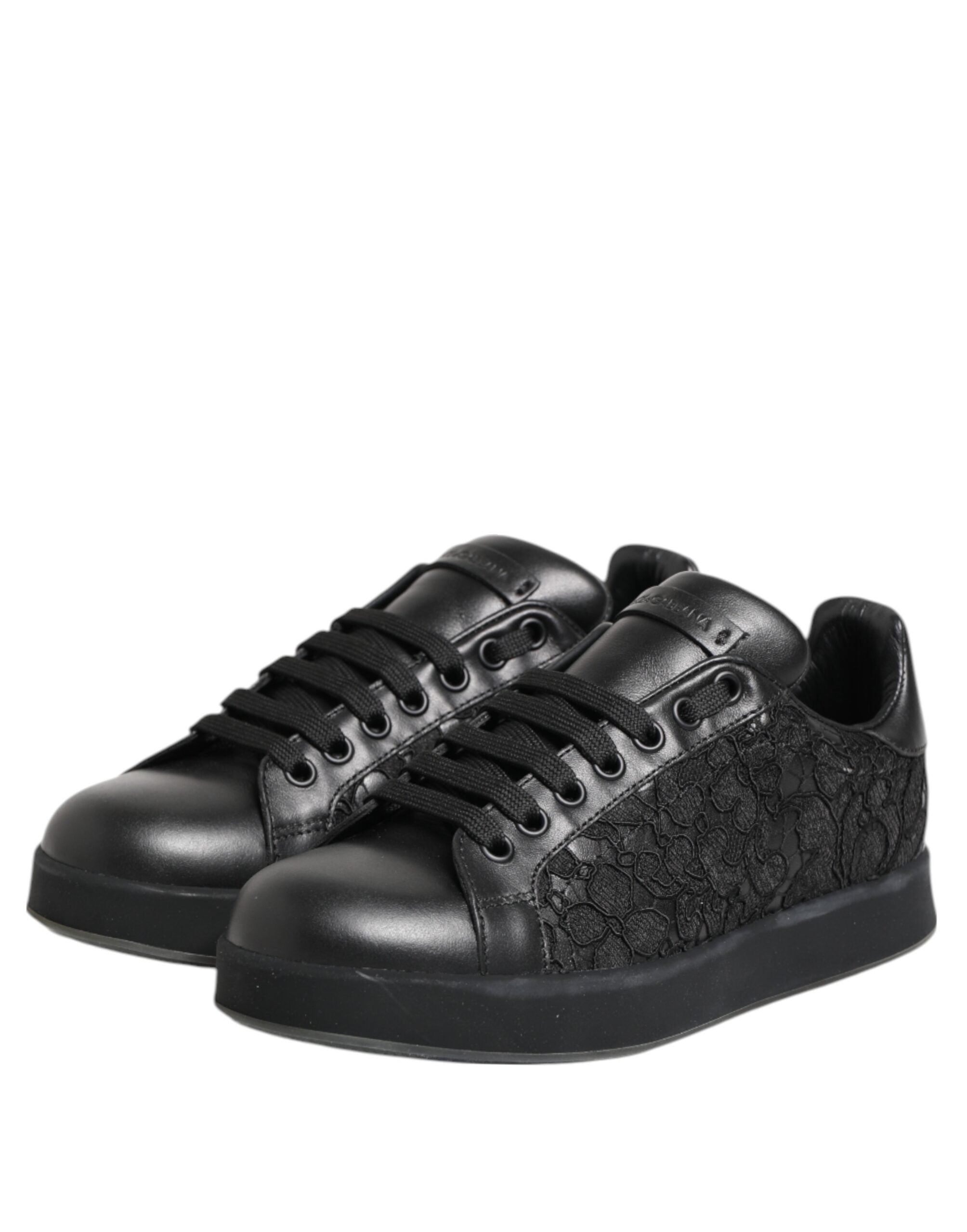 Black Floral Lace Low Top Sneakers Shoes